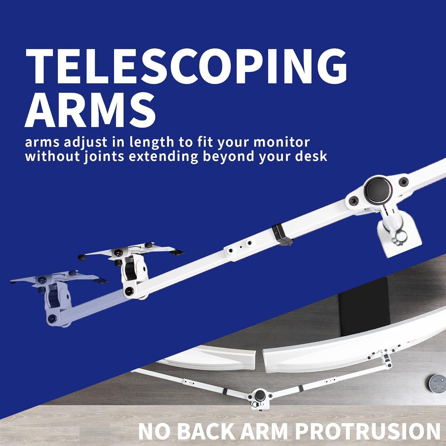 Soporte Doble para Monitor VIVO STAND-TS38CW Ajustable Blanco