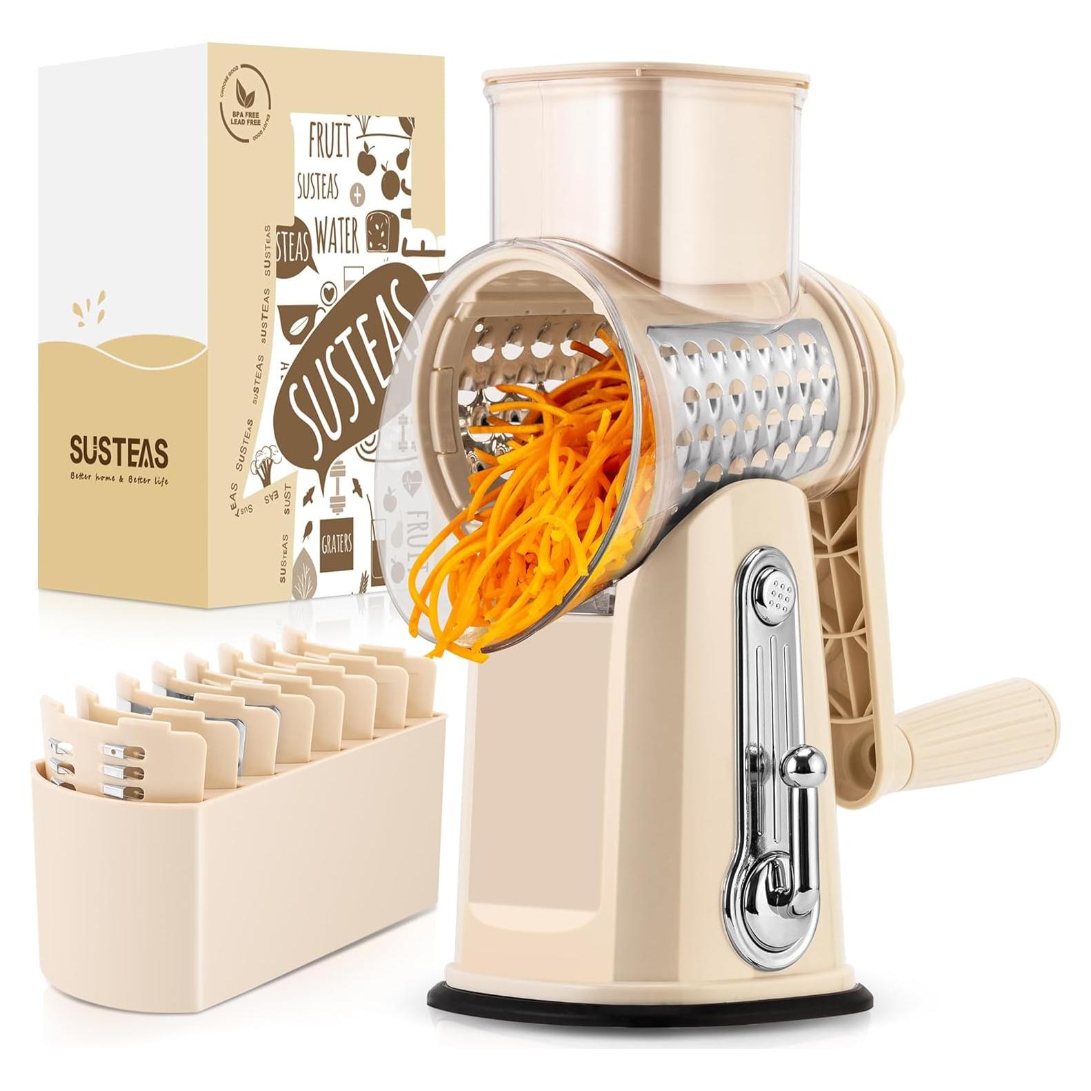 Rallador de Queso Rotary SUSTEAS con 5 Cuchillas y Base de Succión