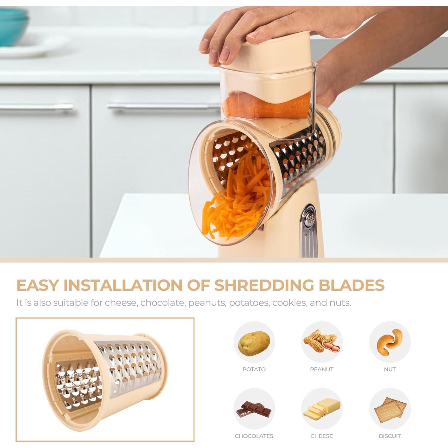 Rallador de Queso Rotary SUSTEAS con 5 Cuchillas y Base de Succión