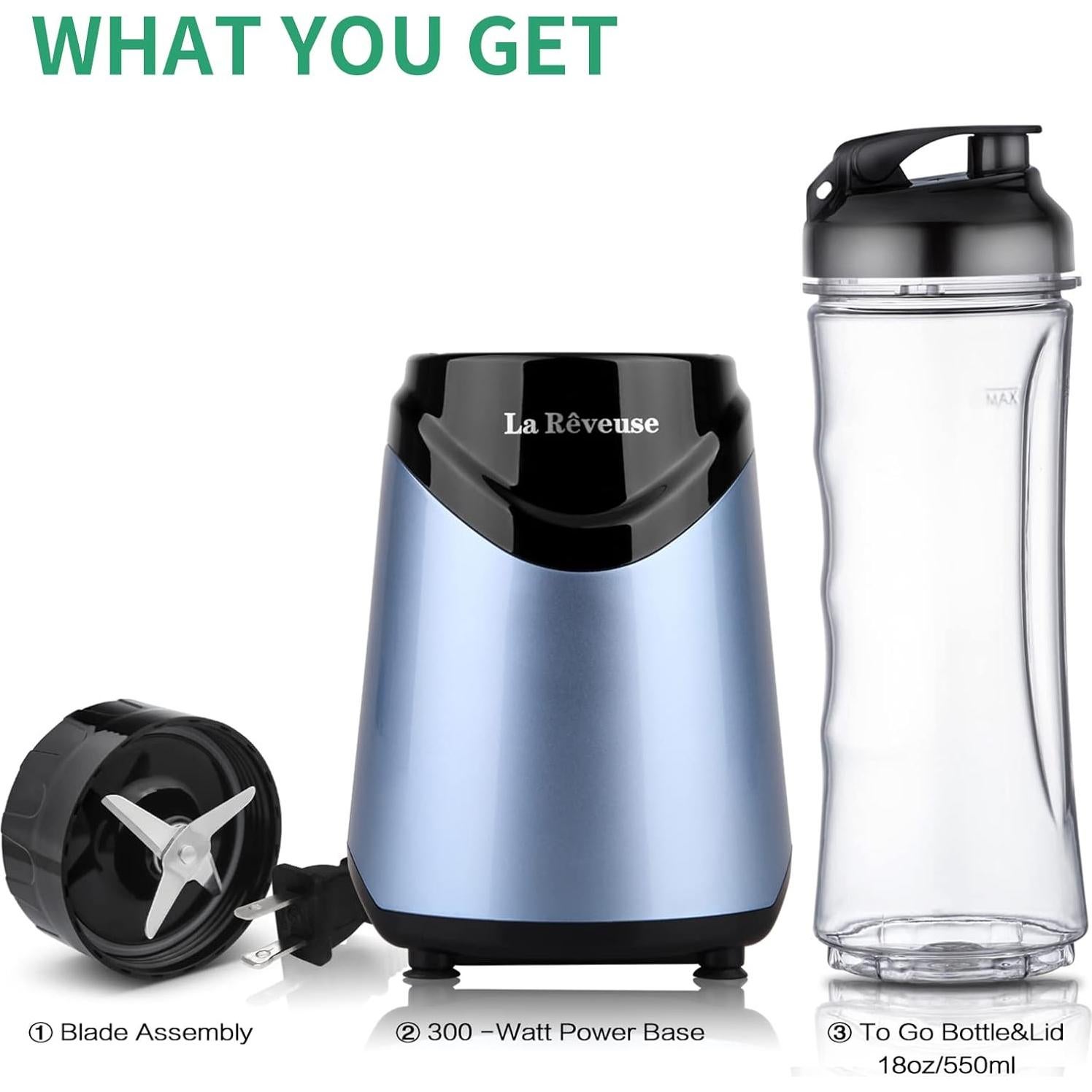 Licuadora Personal La Reveuse 300W 550ml Azul Claro Libre BPA