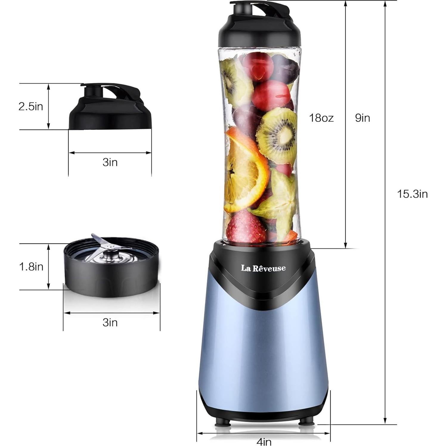 Licuadora Personal La Reveuse 300W 550ml Azul Claro Libre BPA