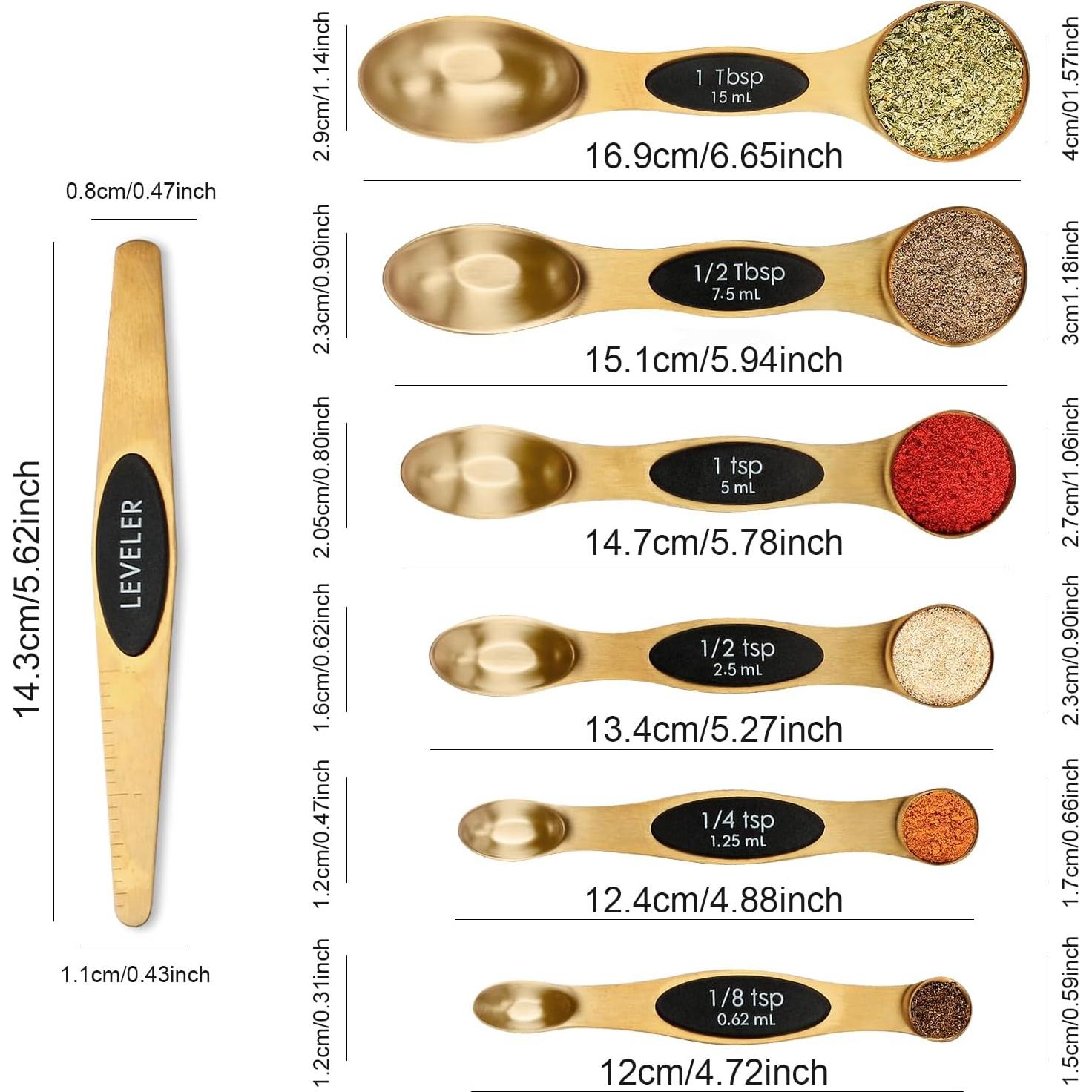 Juego de Cucharas Medidoras Magnéticas BIDFUL 7 Piezas Acero Inoxidable