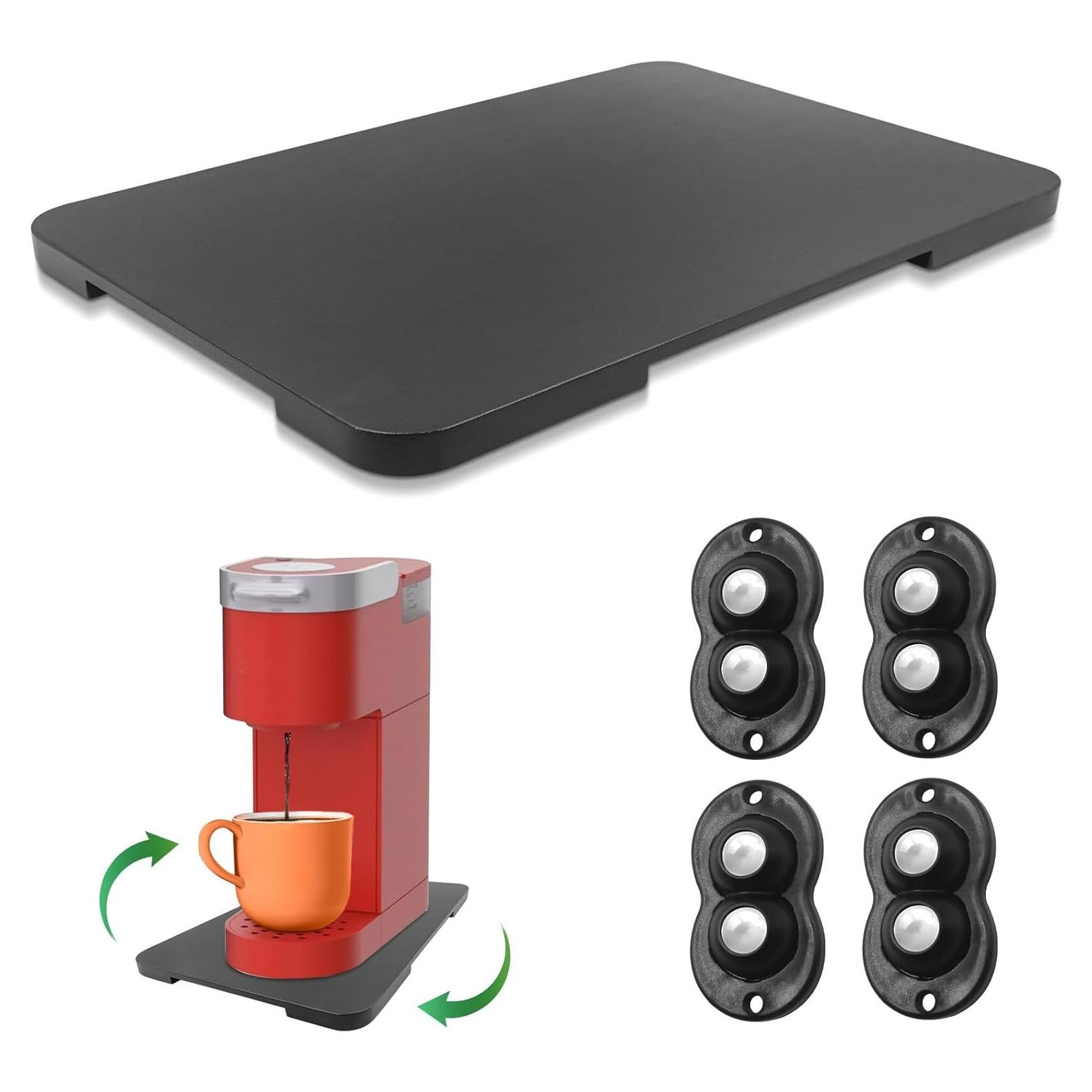 Bandeja Rodante 360° de Bambú Taladad para Cafetera Negra