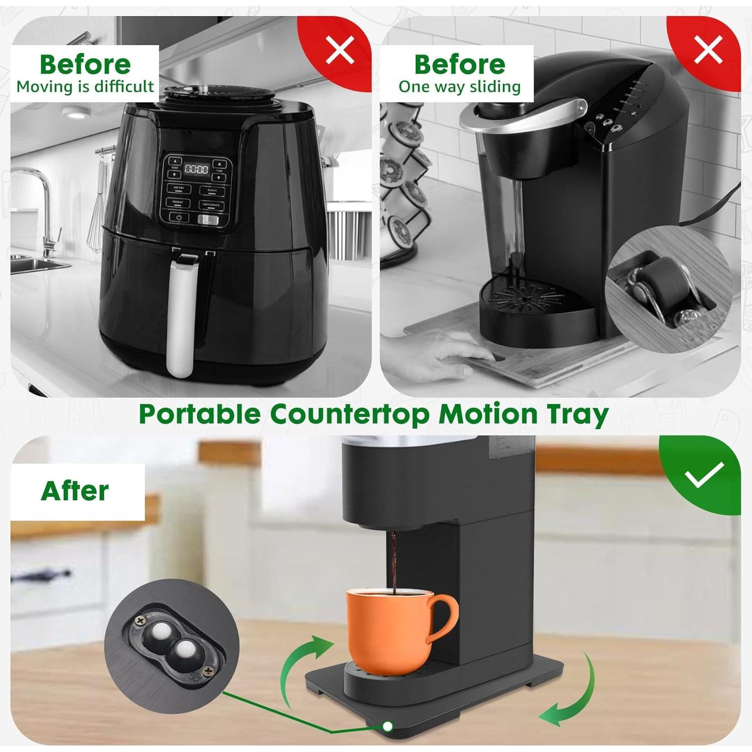 Bandeja Rodante 360° de Bambú Taladad para Cafetera Negra