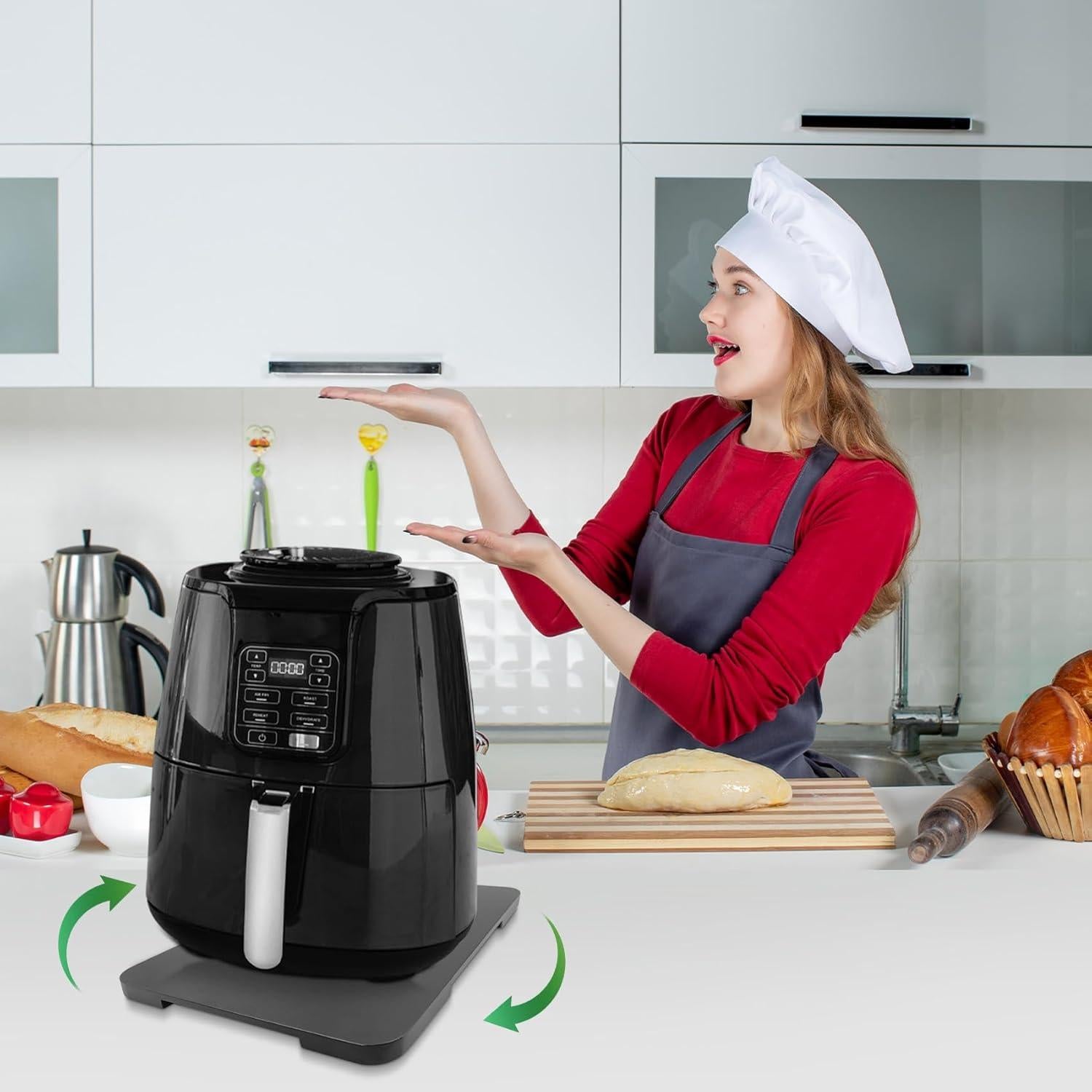 Bandeja Rodante 360° de Bambú Taladad para Cafetera Negra