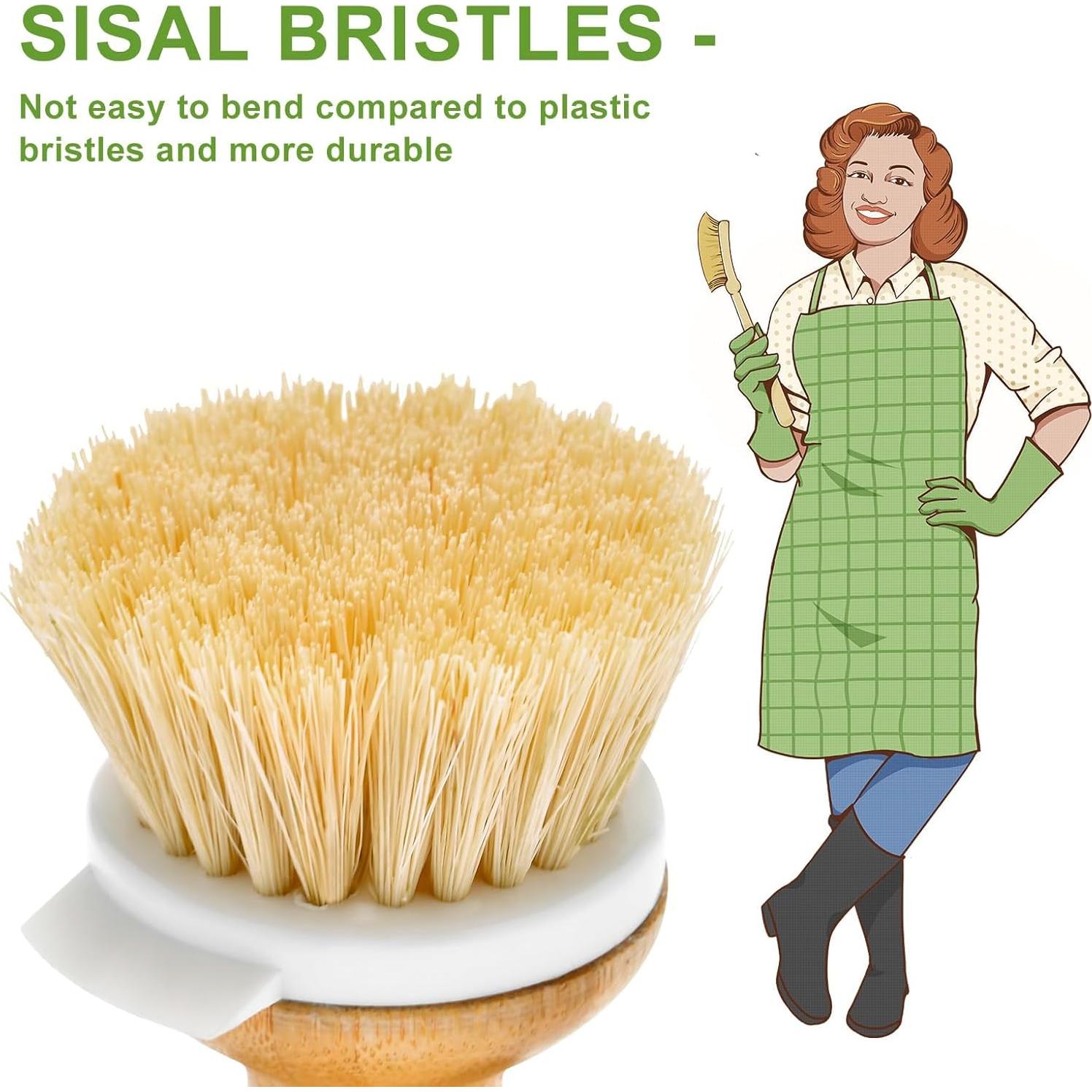 Cepillo de Limpieza de Platos SUBEKYU de Bambú con Raspador