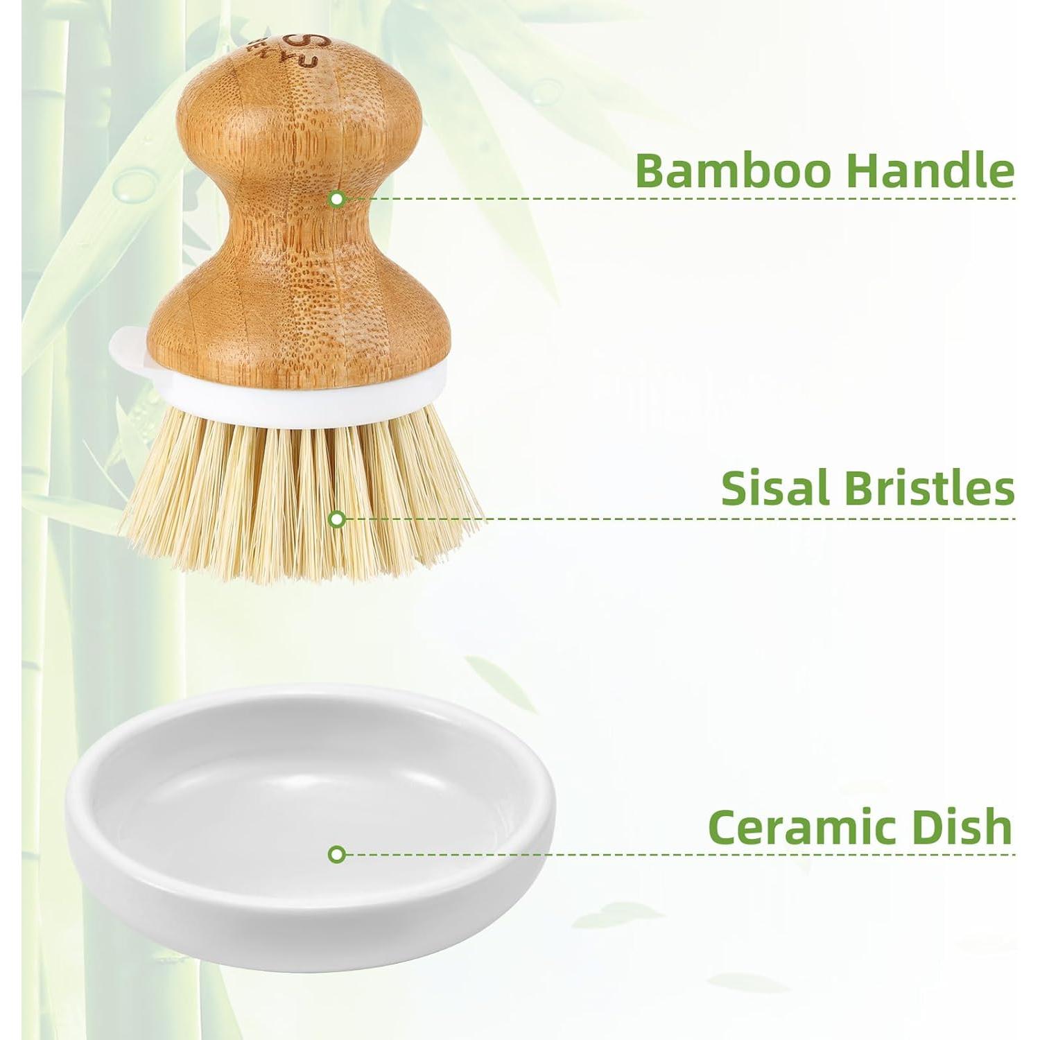 Cepillo de Limpieza de Platos SUBEKYU de Bambú con Raspador