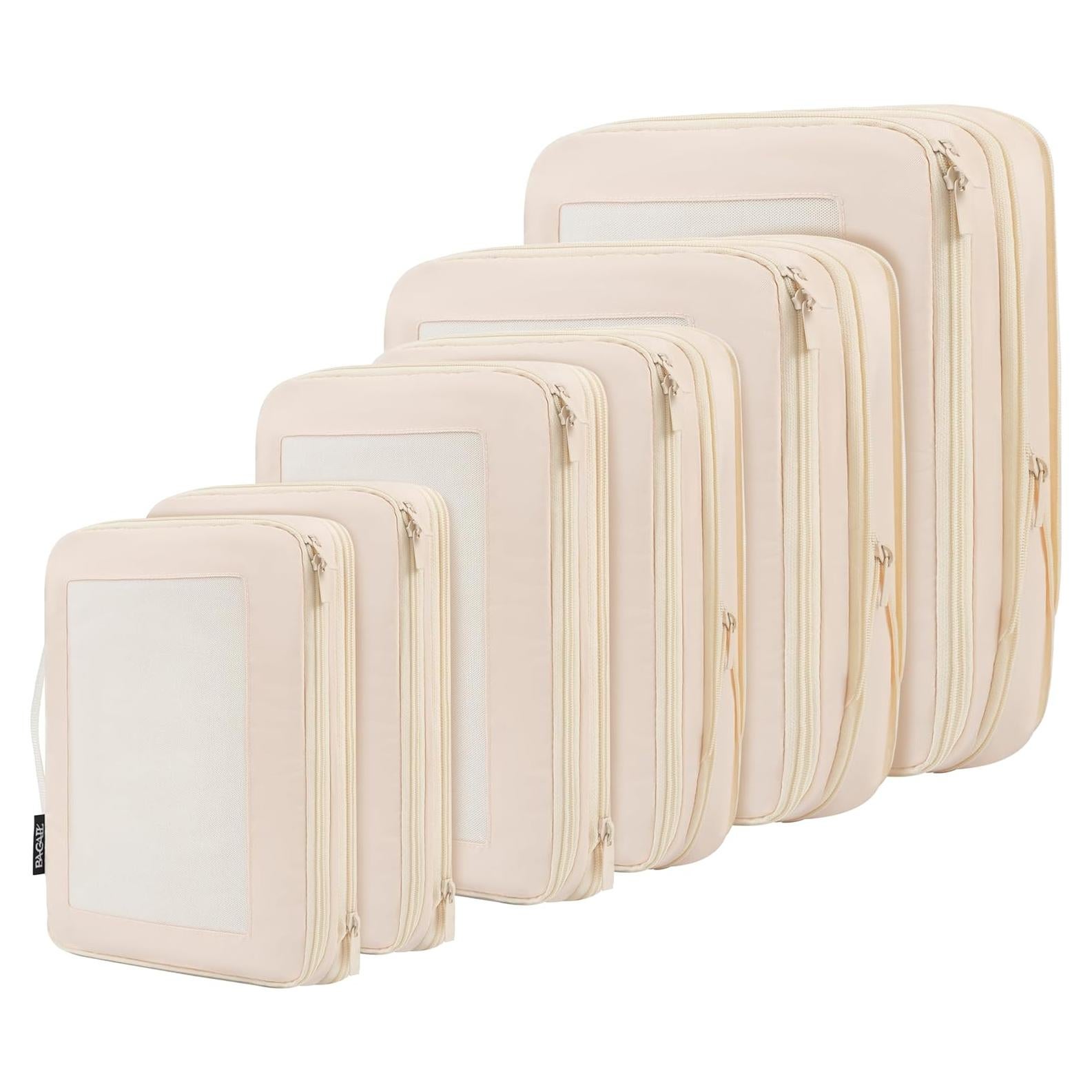 Cubos de Compresión para Viaje BAGAIL 6 Set Beige Cuadrado