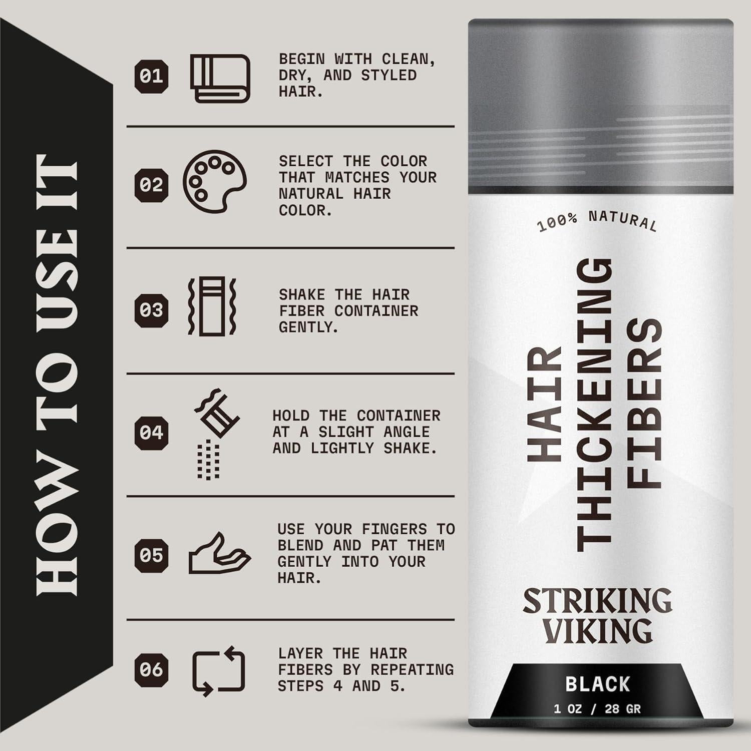 Fibras para Cabello Striking Viking 28g - Negro - Natural