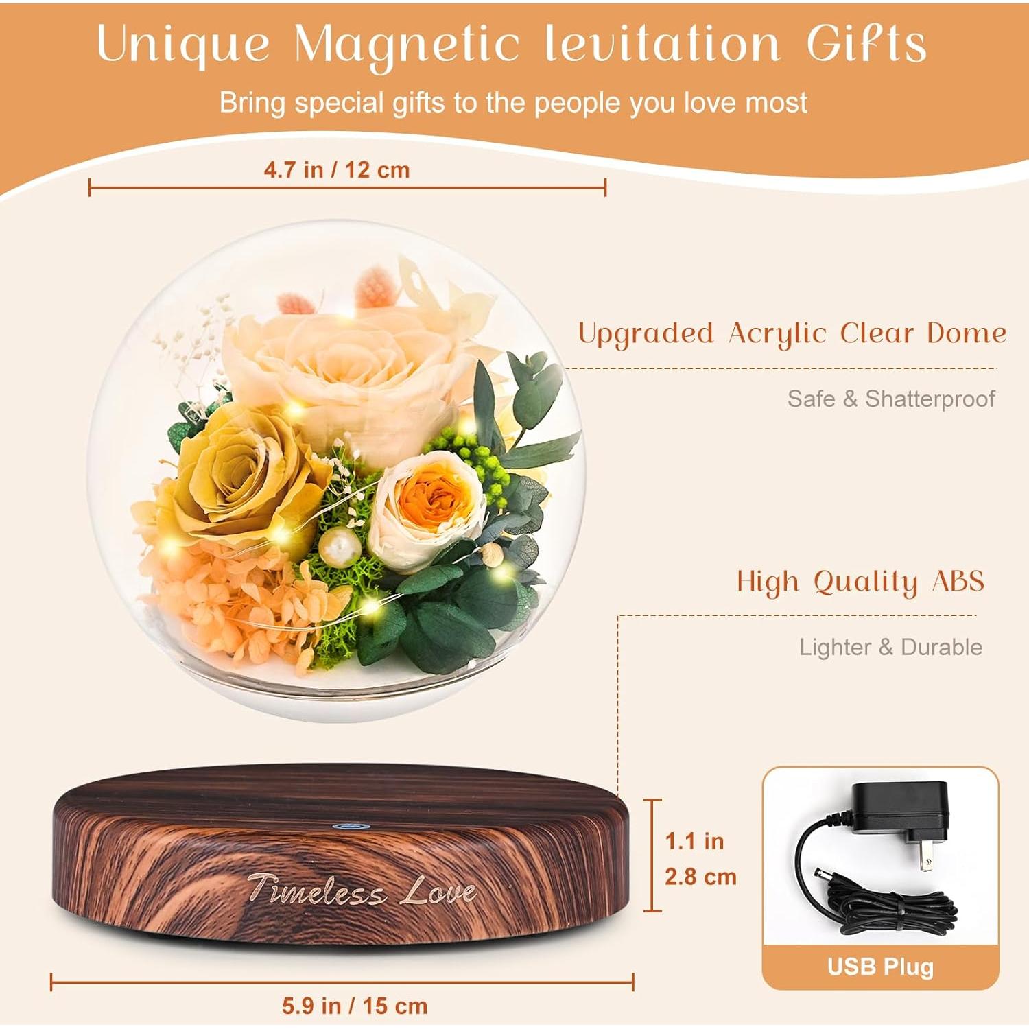 Flores Preservadas ASPMIZ Rosa Champagne con Levitación Magnética