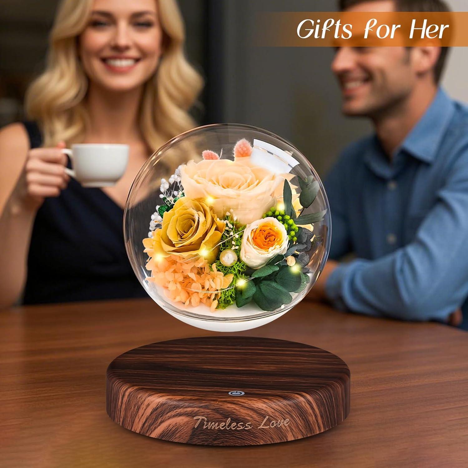 Flores Preservadas ASPMIZ Rosa Champagne con Levitación Magnética