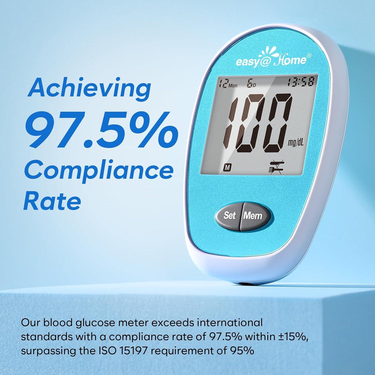 Kit Monitor Glucosa Easy@Home - 100 Tiras y Lancetas