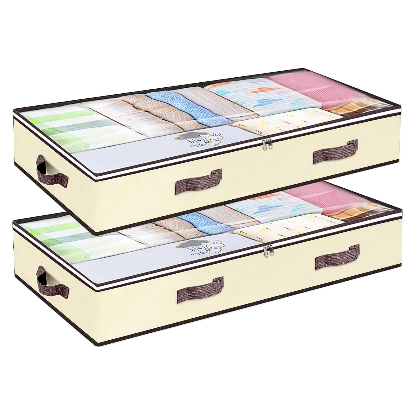 Contenedores de Almacenamiento Bajo la Cama Budding Joy 90L Beige