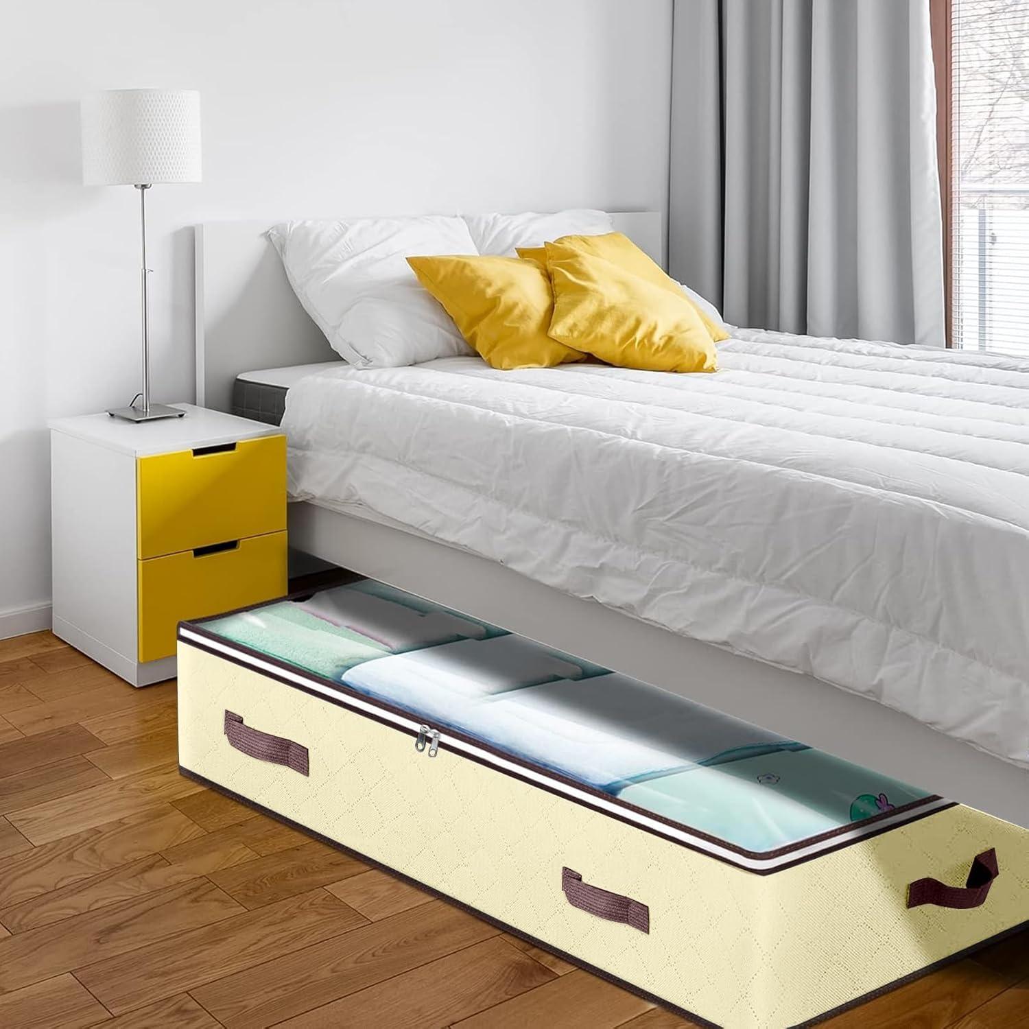 Contenedores de Almacenamiento Bajo la Cama Budding Joy 90L Beige