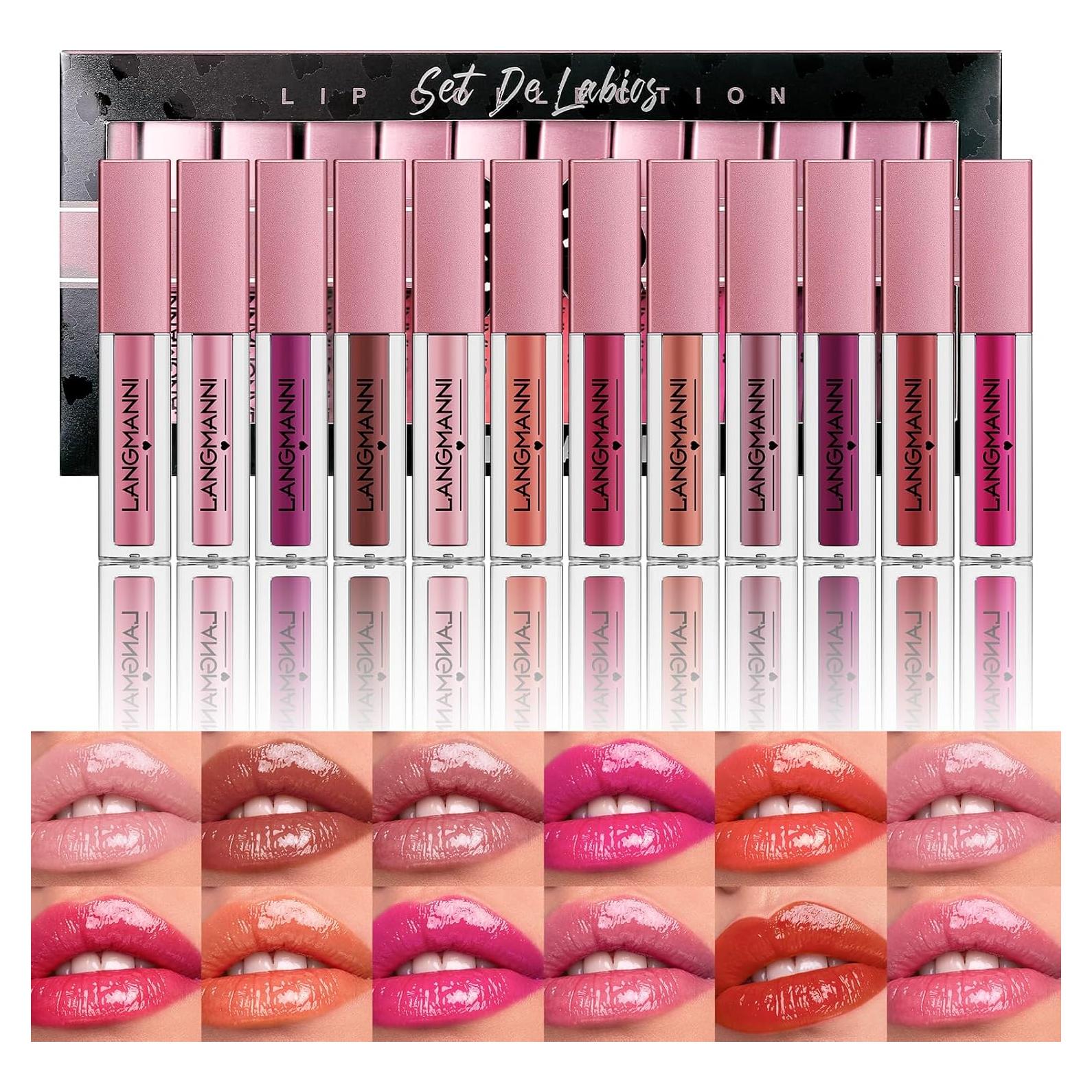 Set de 12 Brillos Labiales LANGMANNI - Colores Variados