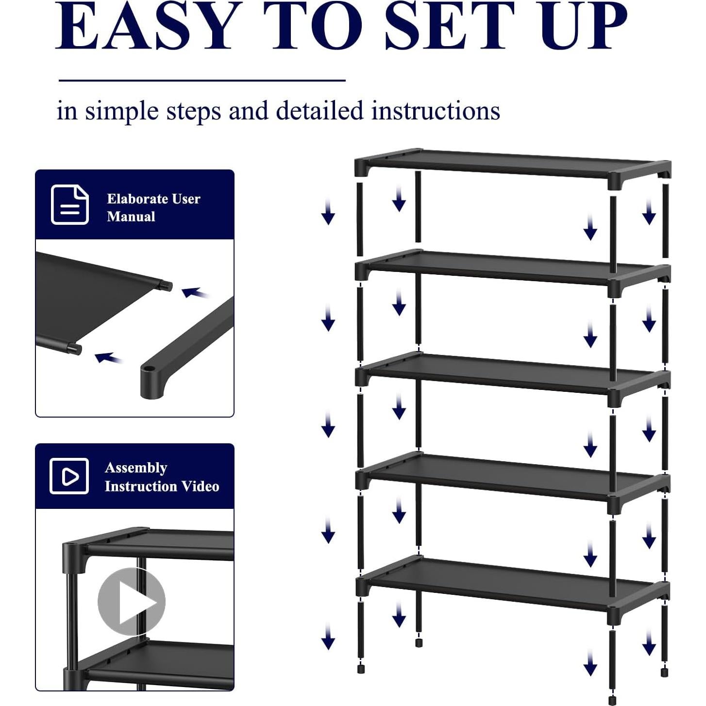 Estante para zapatos Kitsure 2X-Grande Negro - Organizador apilable