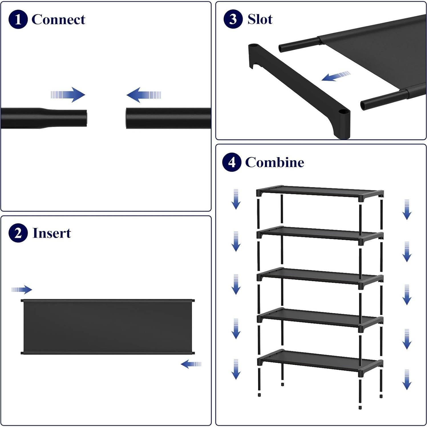 Estante para zapatos Kitsure 2X-Grande Negro - Organizador apilable