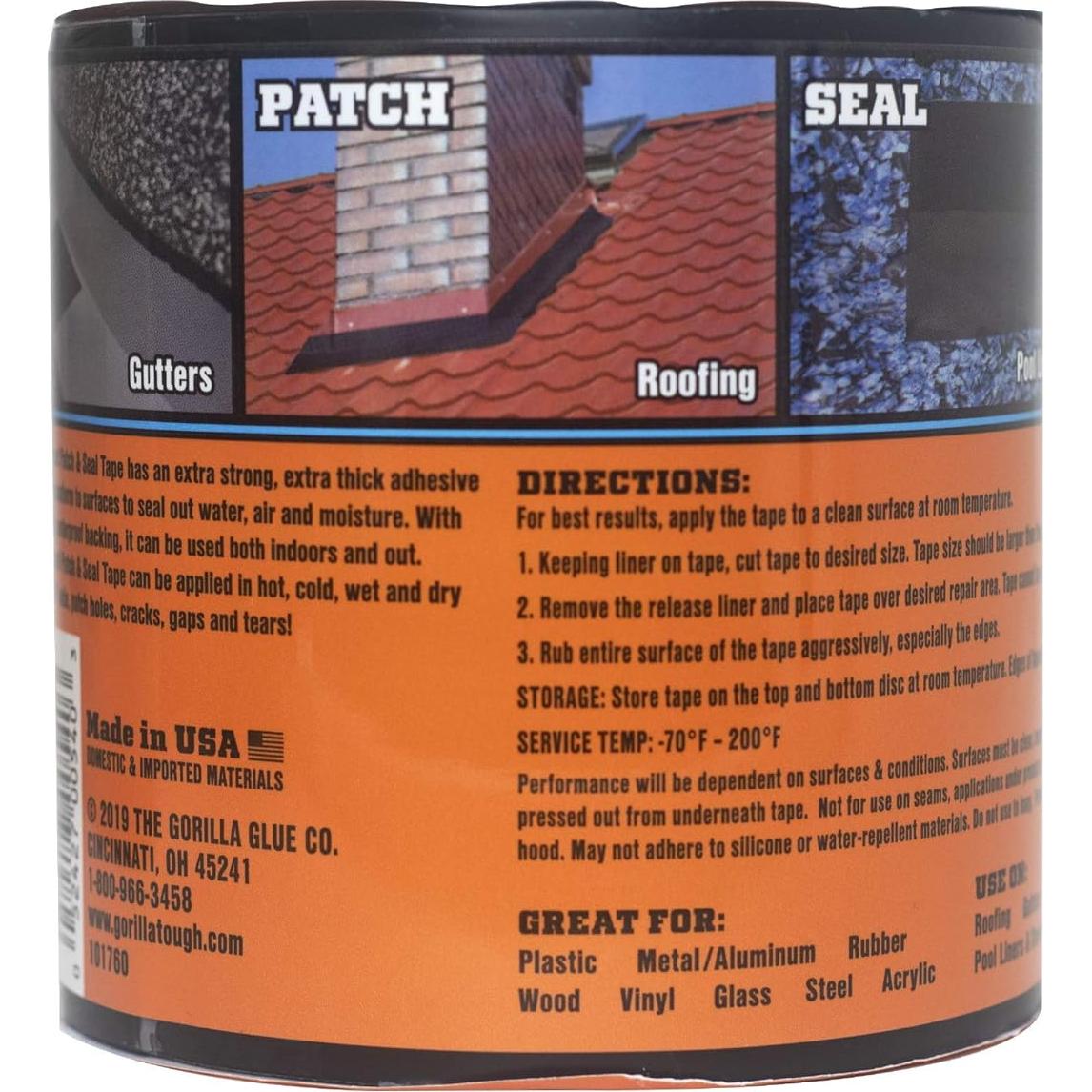 Cinta Impermeable Gorilla Patch & Seal 10.16 cm x 3 m - Multiusos