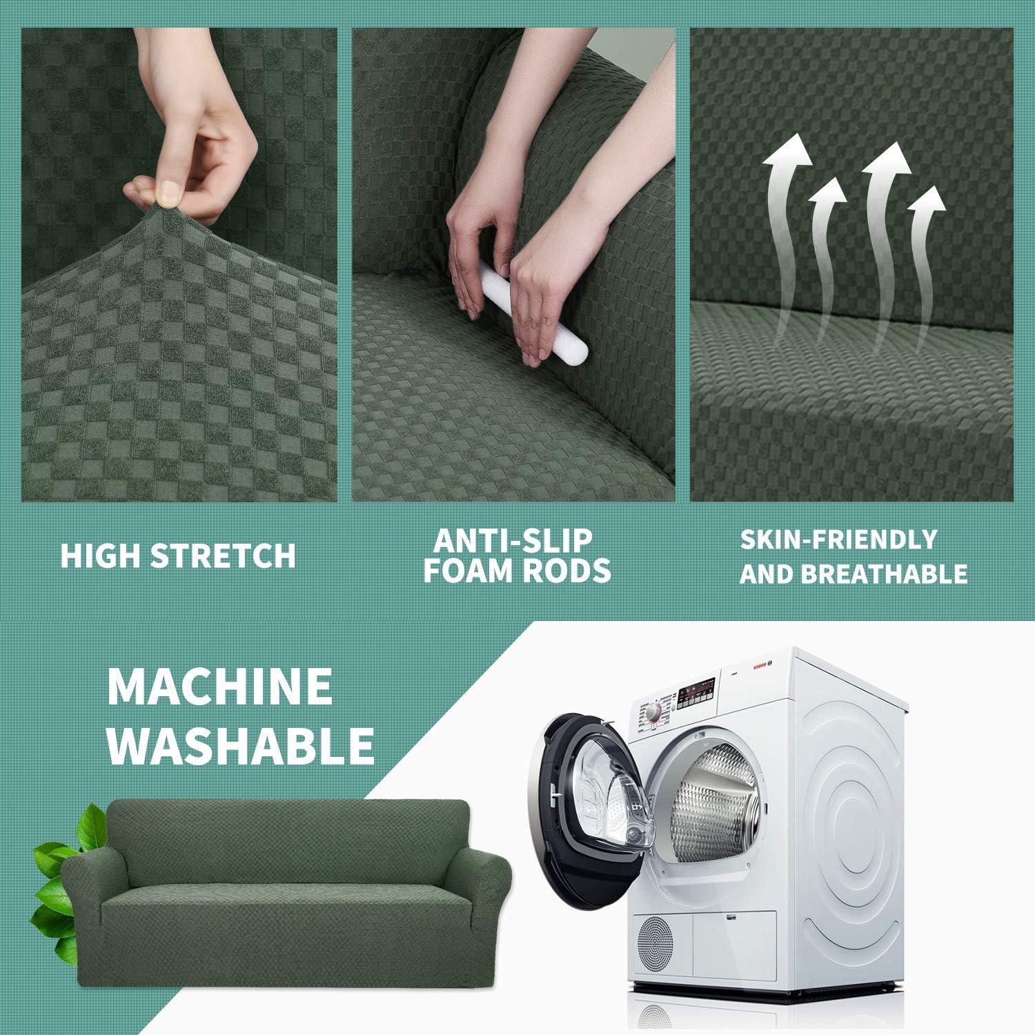 Funda de Sofá YEMYHOM Jacquard Antideslizante Verde Militar