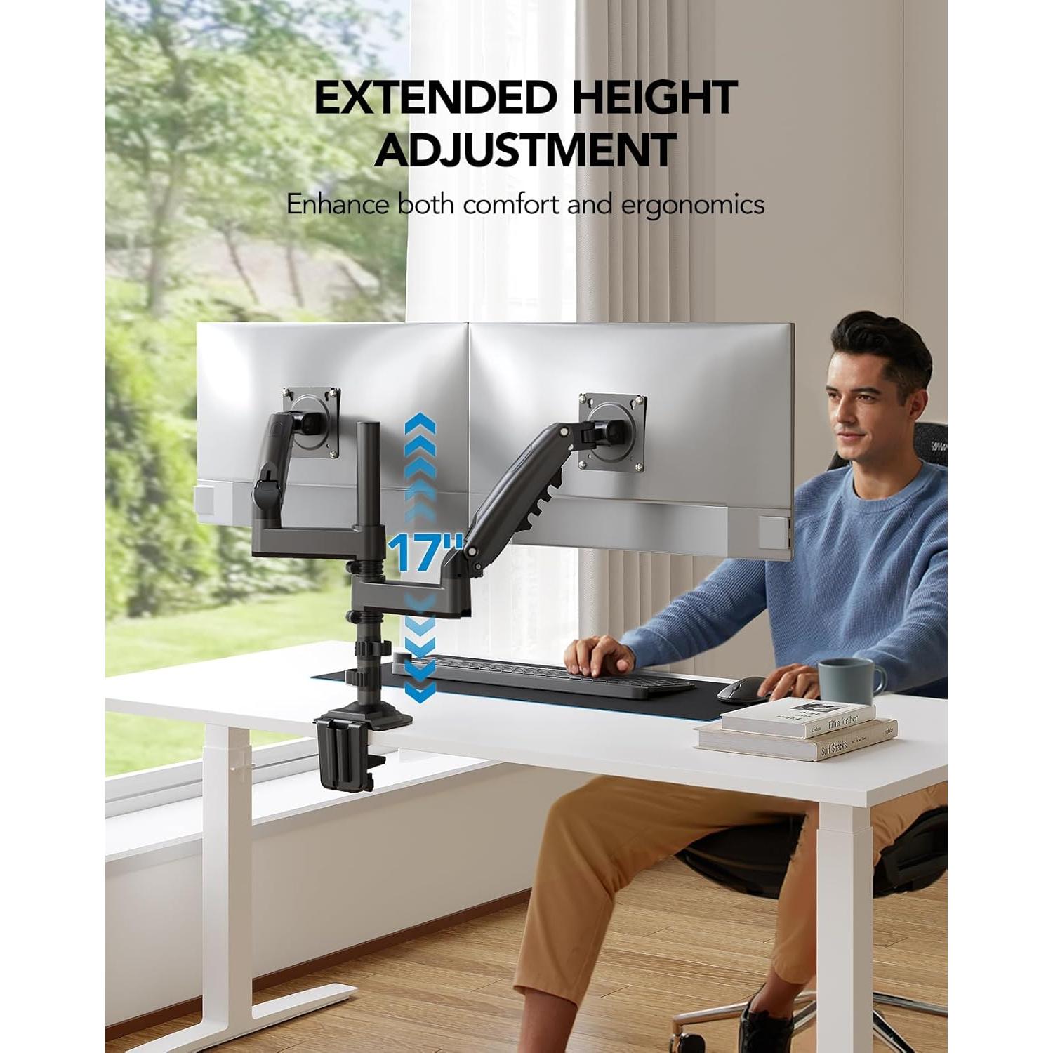 Soporte Doble para Monitor HUANUO 17-32" Ajustable Ergonómico