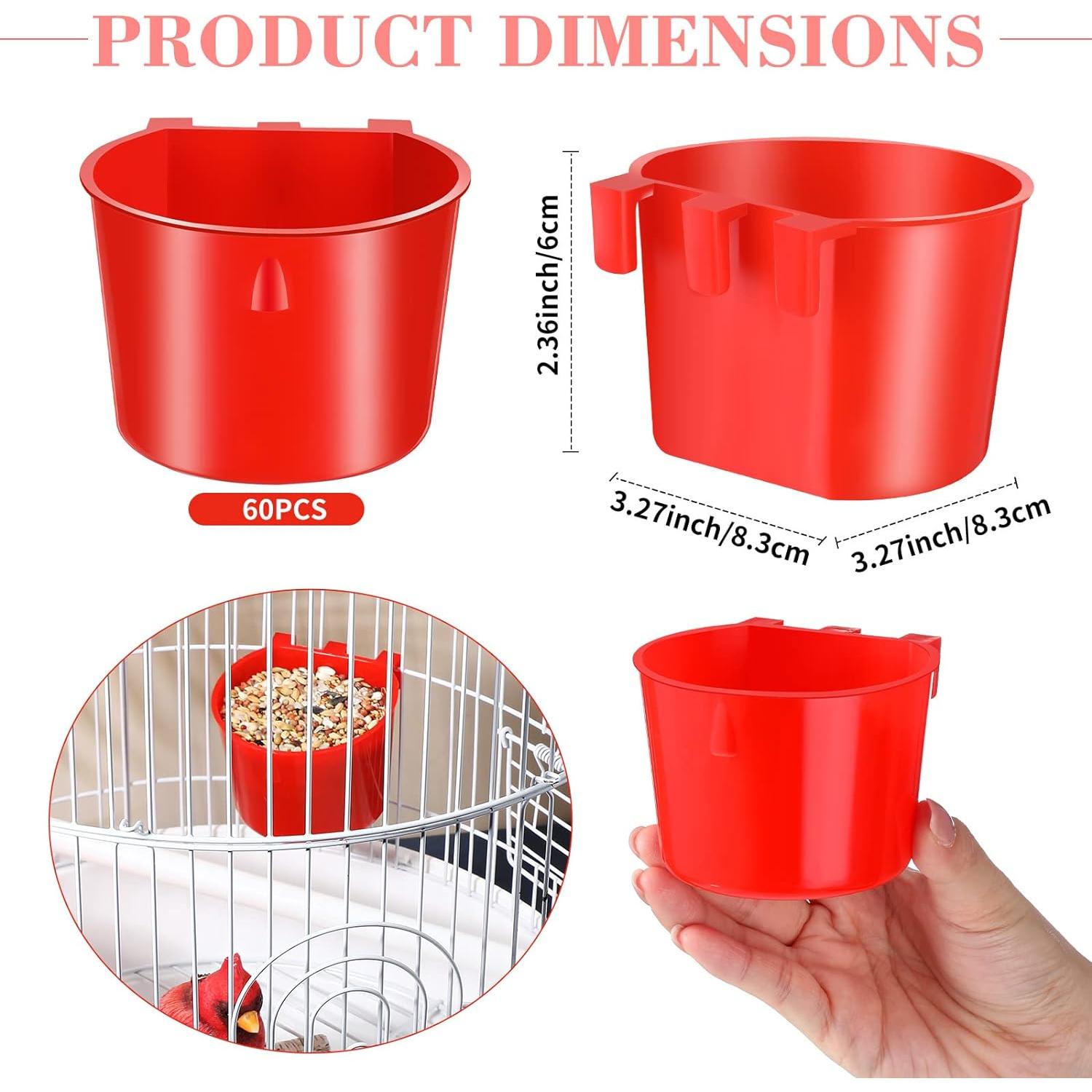 Sumind 60 Tazas Colgantes para Aves 8.3 cm Rojo