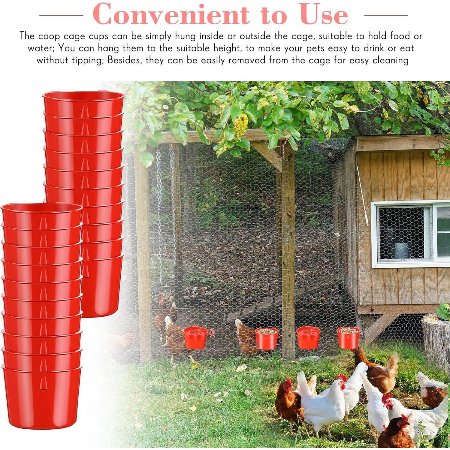 Sumind 60 Tazas Colgantes para Aves 8.3 cm Rojo