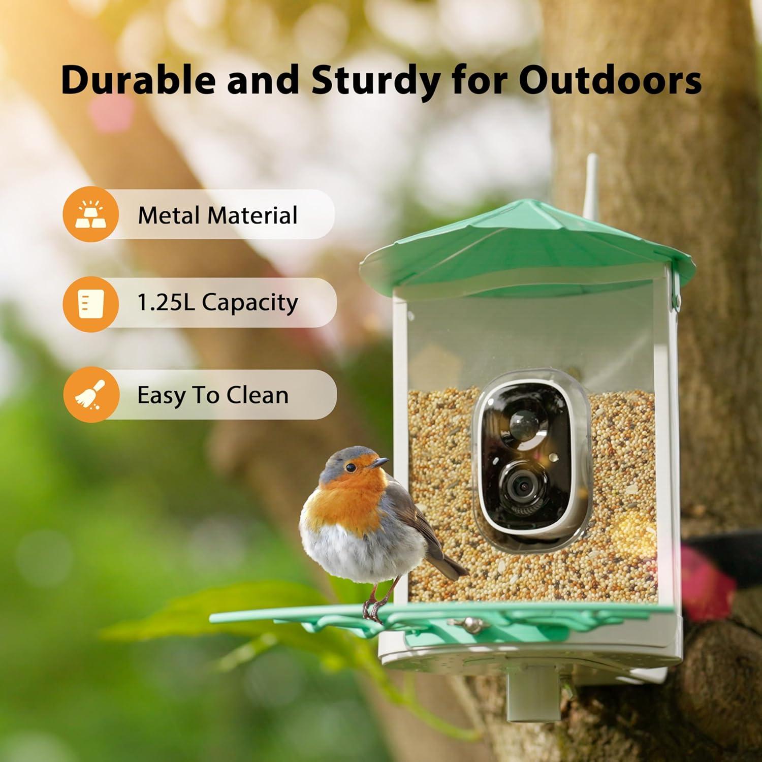 Comedero Inteligente para Aves Birdkiss con Cámara Solar