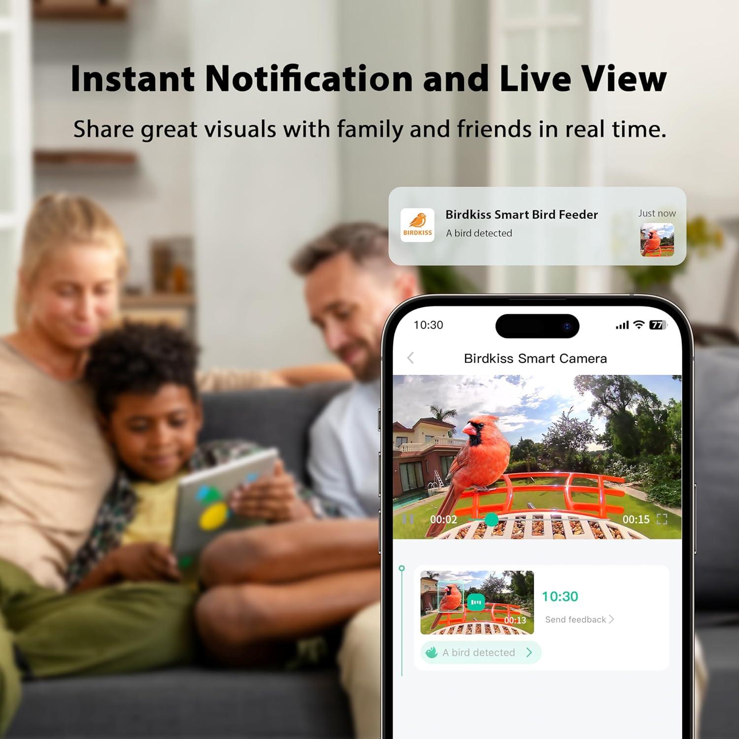 Comedero Inteligente para Aves Birdkiss con Cámara Solar
