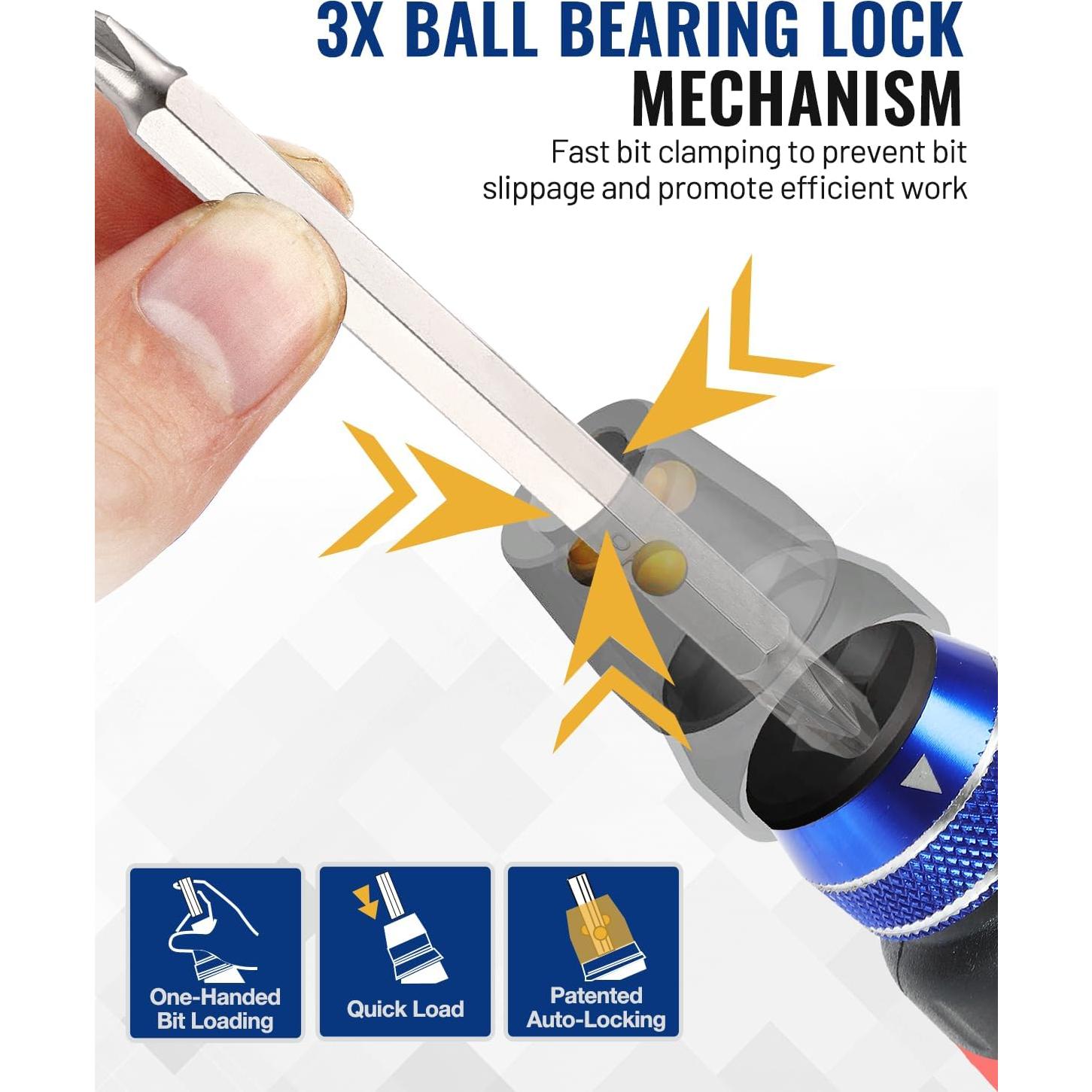 Destornillador Ratchet 12-en-1 WORKPRO con Puntas Doble Cara