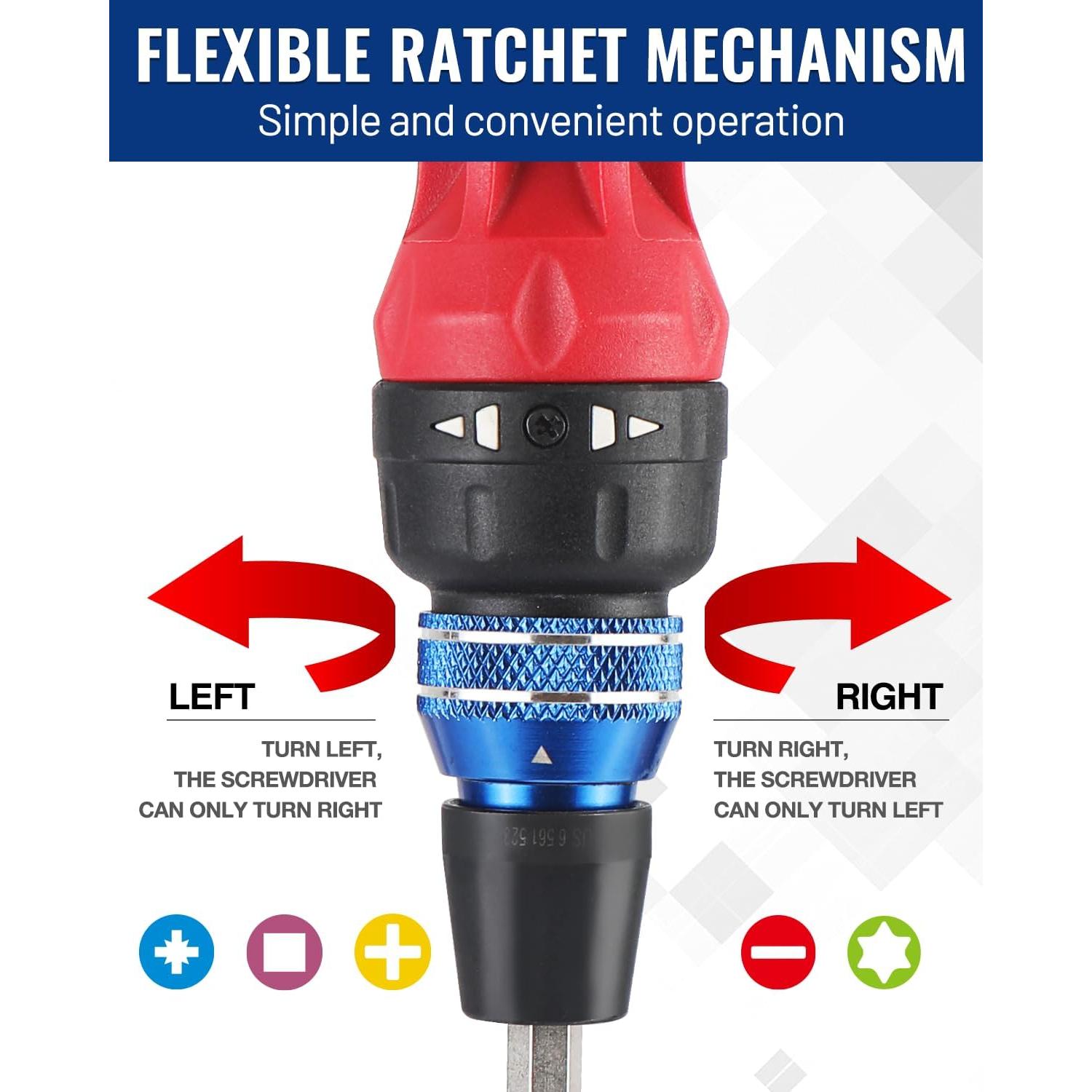 Destornillador Ratchet 12-en-1 WORKPRO con Puntas Doble Cara