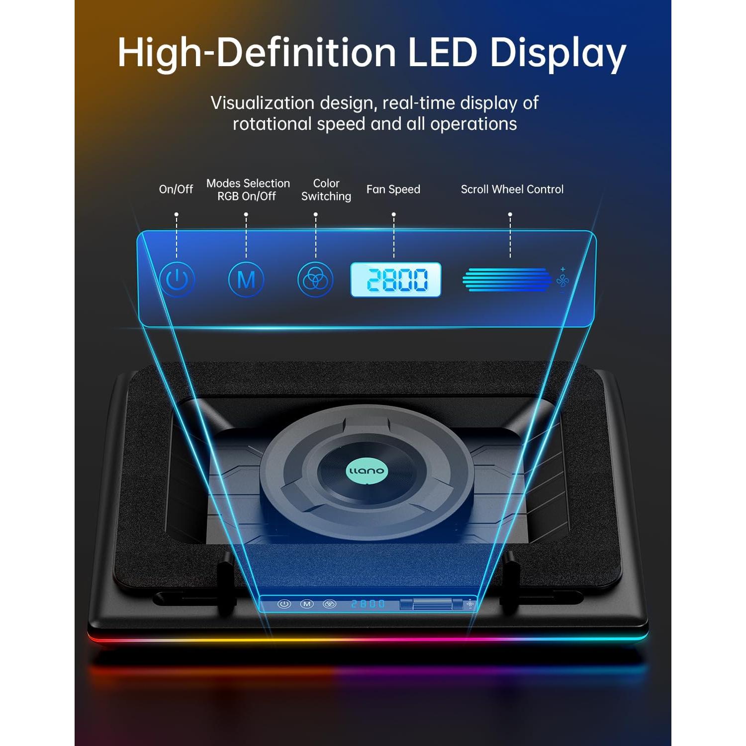 Enfriador de Laptop llano V12 RGB 15.6-21" Ajustable