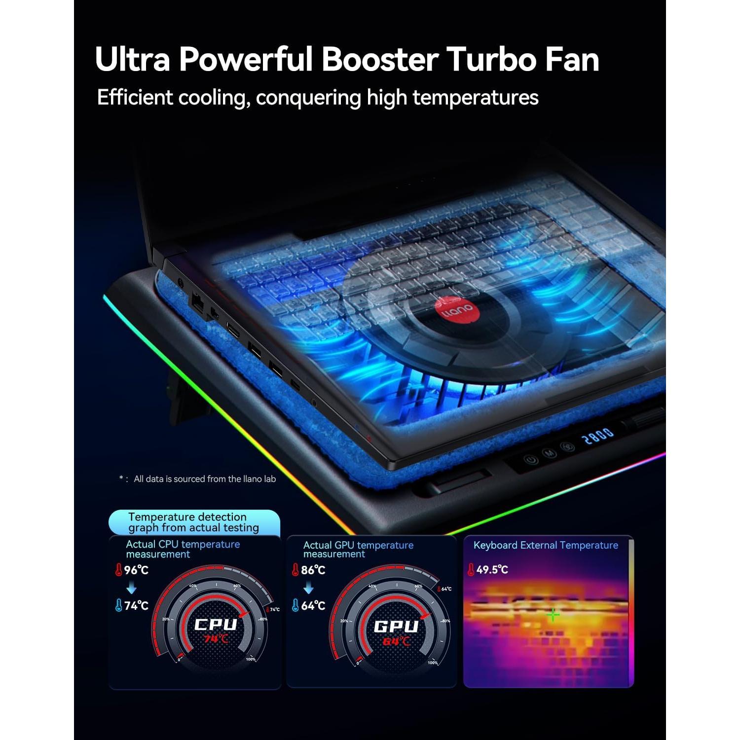 Enfriador de Laptop llano V12 RGB 15.6-21" Ajustable