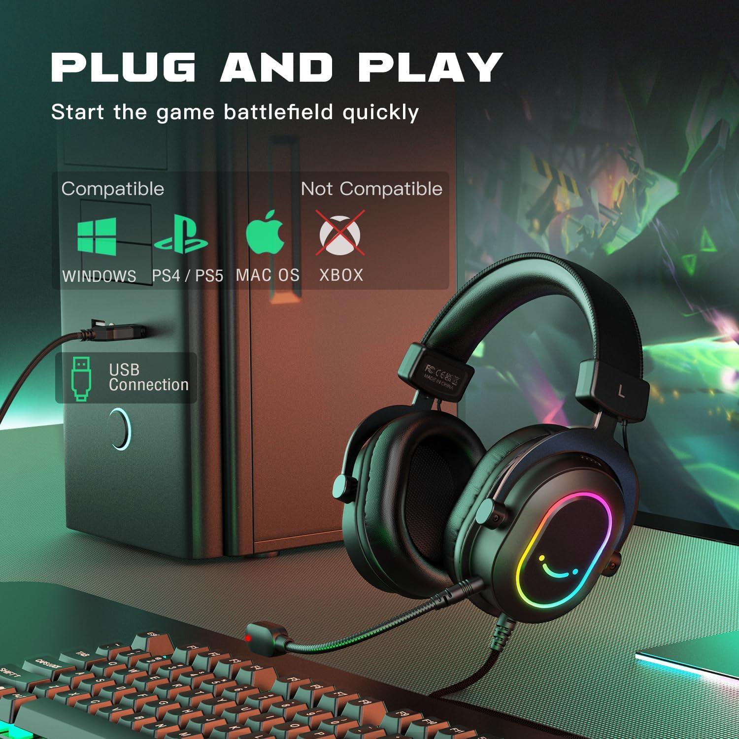 Auriculares Gaming FIFINE AmpliGame H6 USB 7.1 RGB para PC