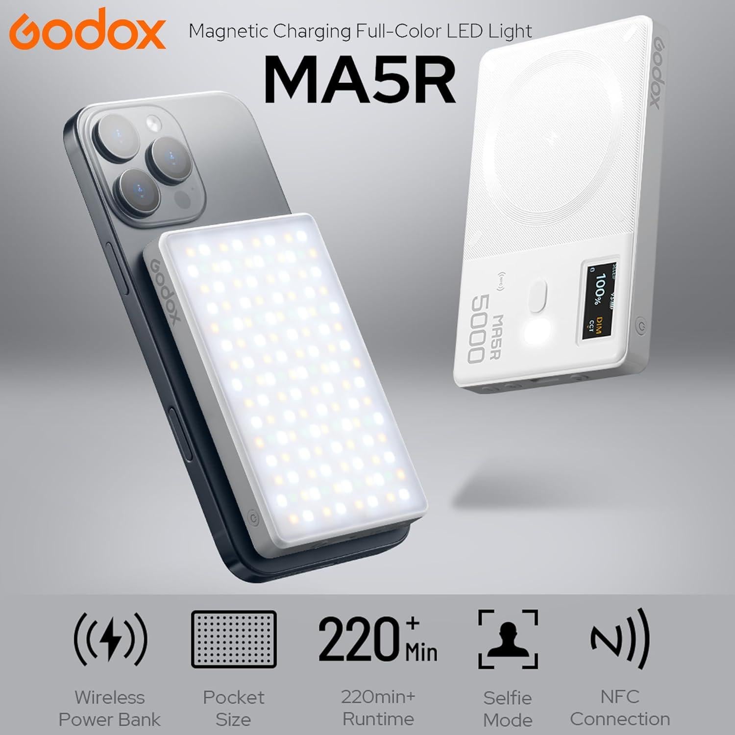 Luz LED RGB Godox MA5R para Teléfono y Selfies - 220 Min