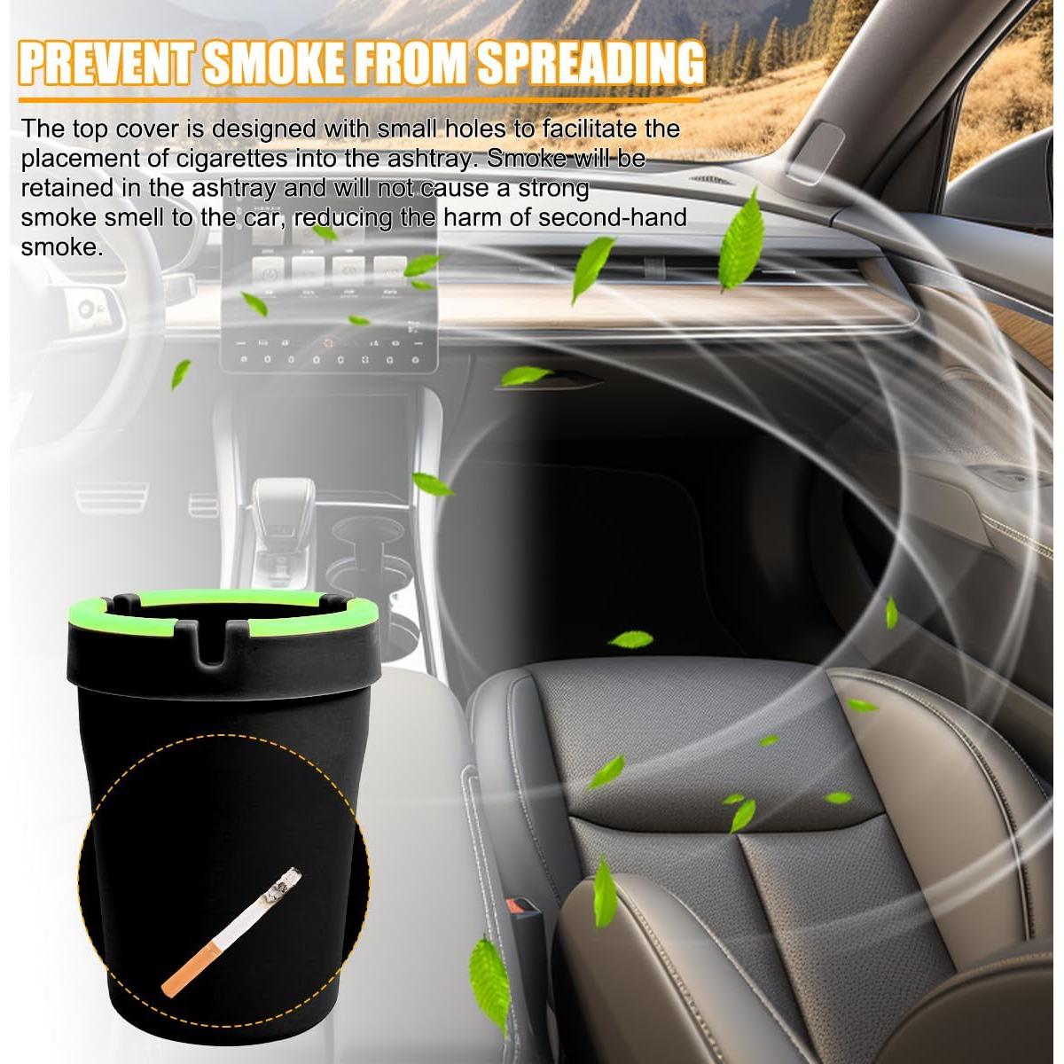 Cenicero de Auto Mandark, 2 Piezas, Portátil y Sin Humo