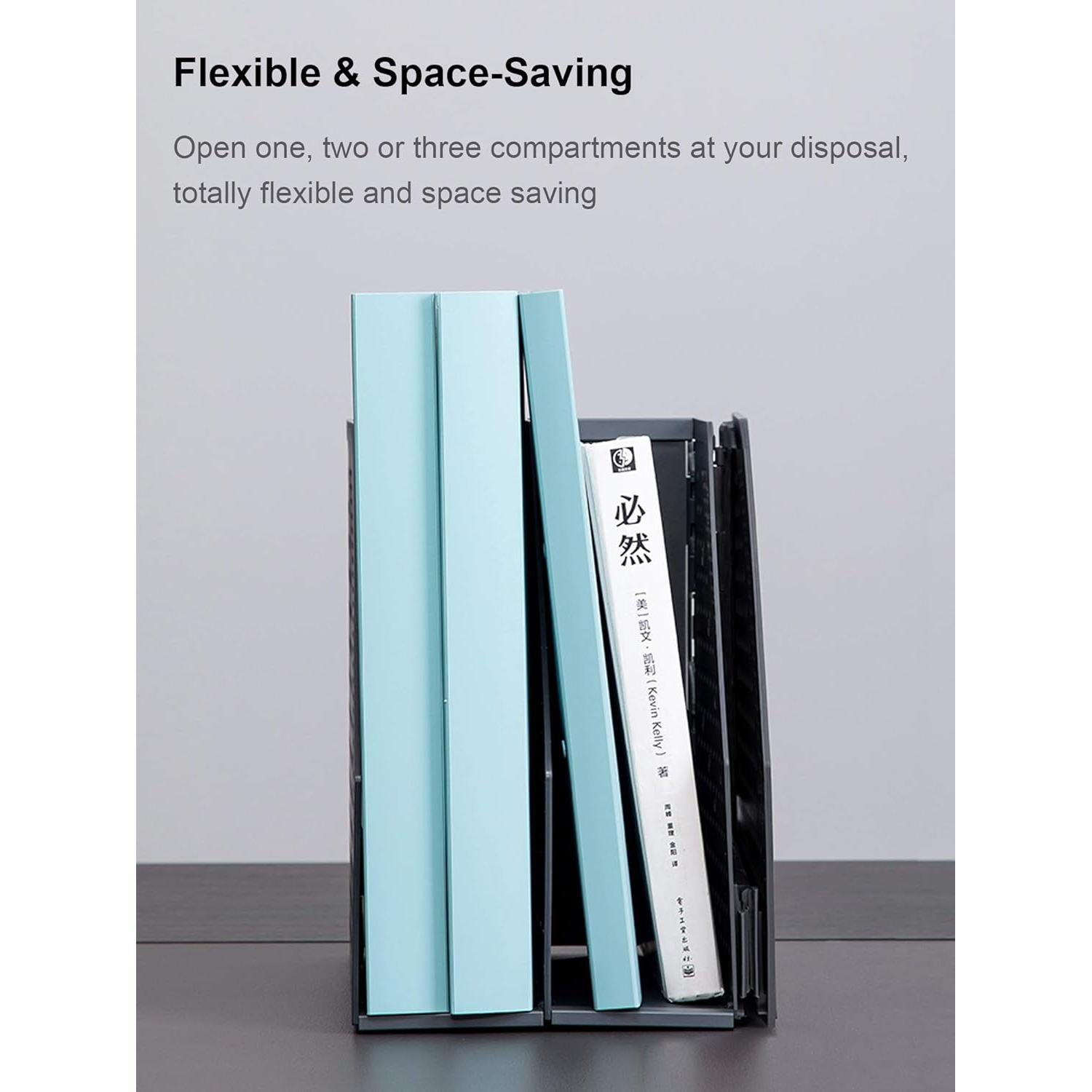 Soporte de Revistas Plegable Leven 3 Compartimentos Gris Oscuro