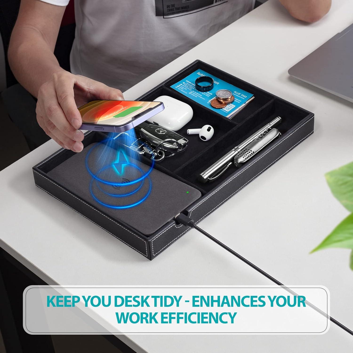 Bandeja de Valet con Carga Inalámbrica Future Charger - Negro