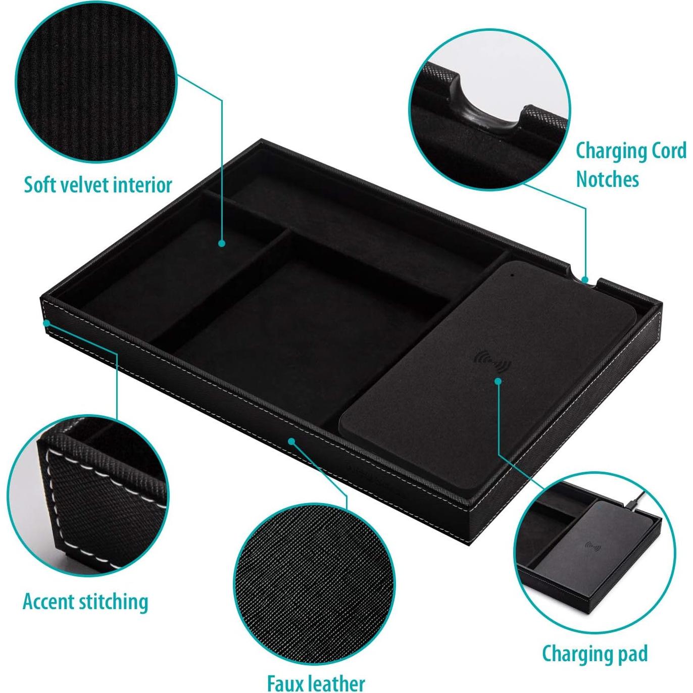 Bandeja de Valet con Carga Inalámbrica Future Charger - Negro