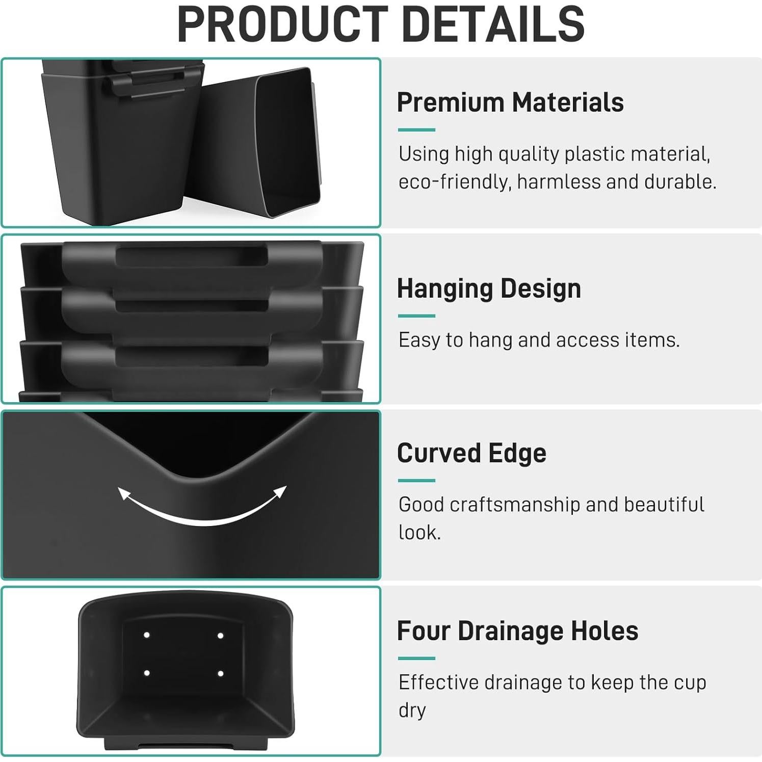 5 Soportes Colgantes para Tazas LEZIOA - Organizador Negro