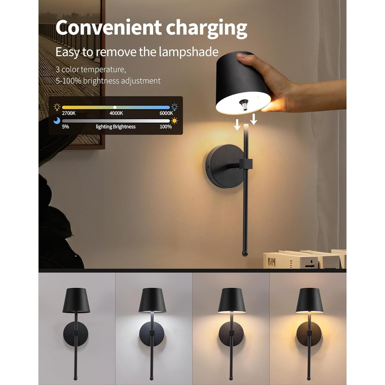 Apliques de Pared LED Recargables KDG 2 Piezas 5200mAh