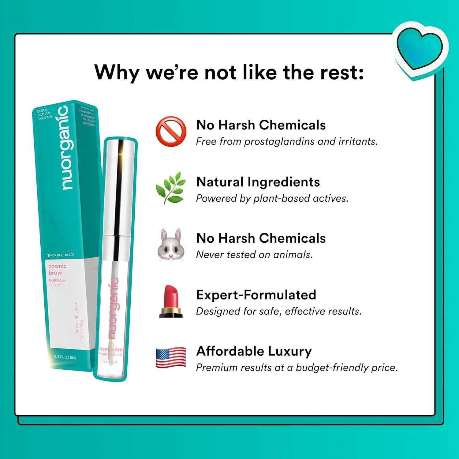 Suero de Cejas NuOrganic Cosmic Brow 8.8 ml - Crecimiento Natural