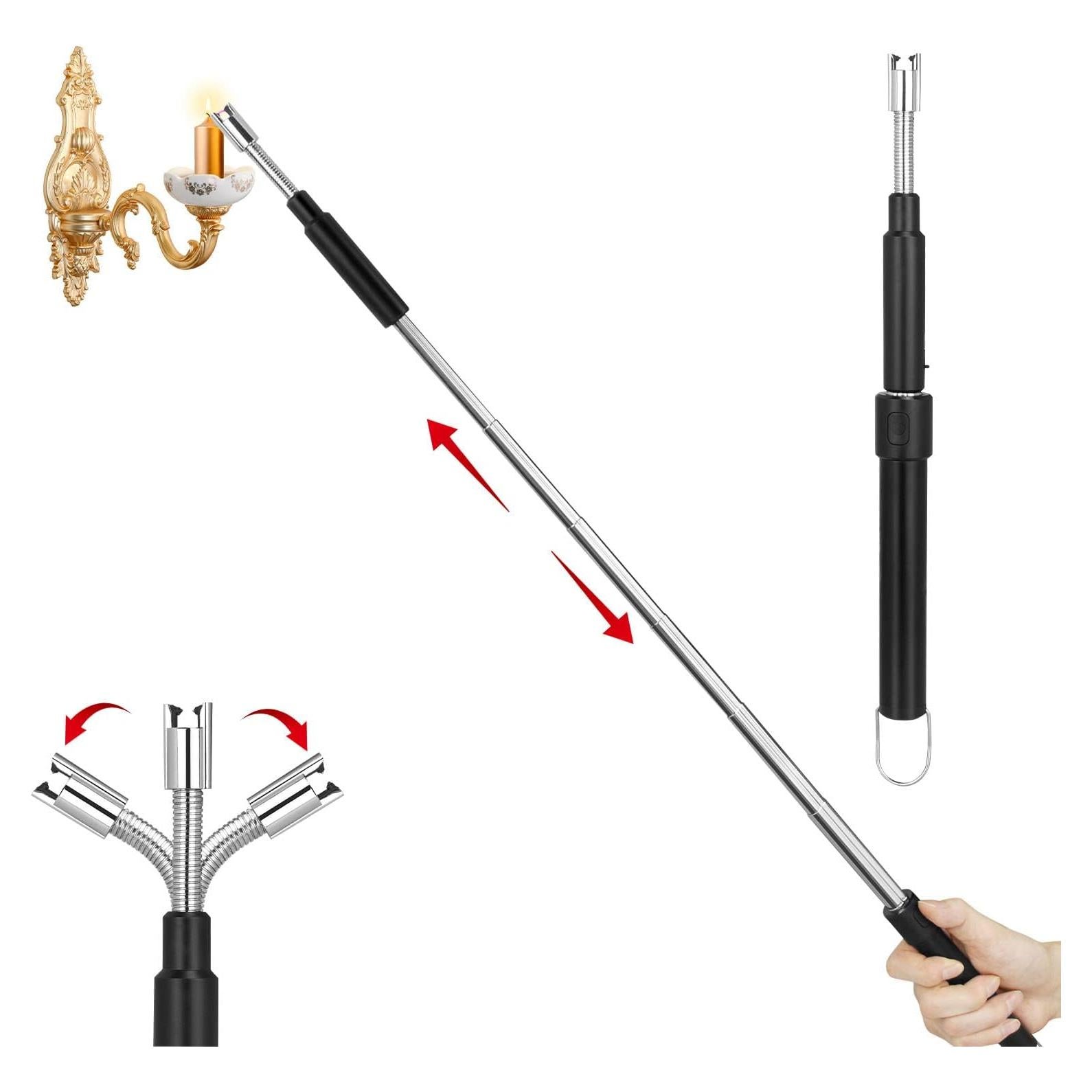 Encendedor Largo Eléctrico Flahonka Retráctil 29-70cm Negro