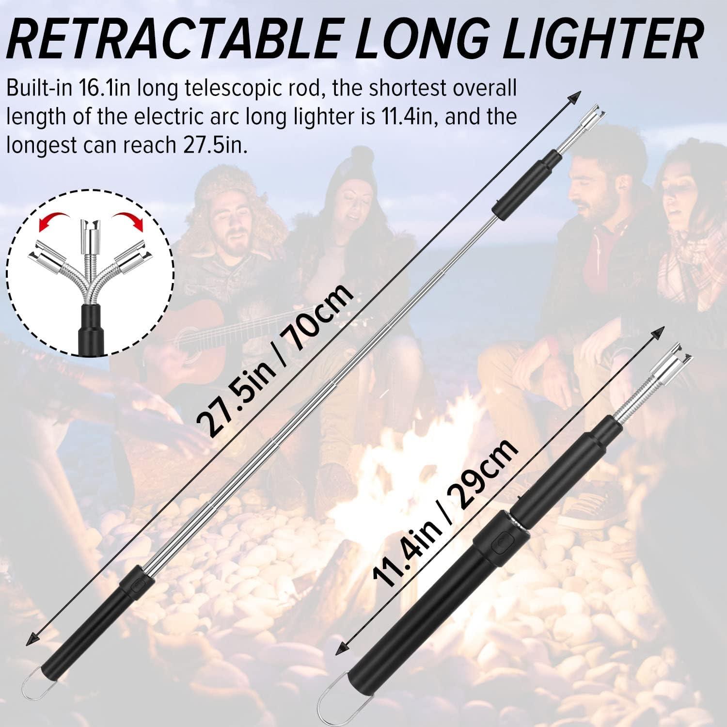 Encendedor Largo Eléctrico Flahonka Retráctil 29-70cm Negro