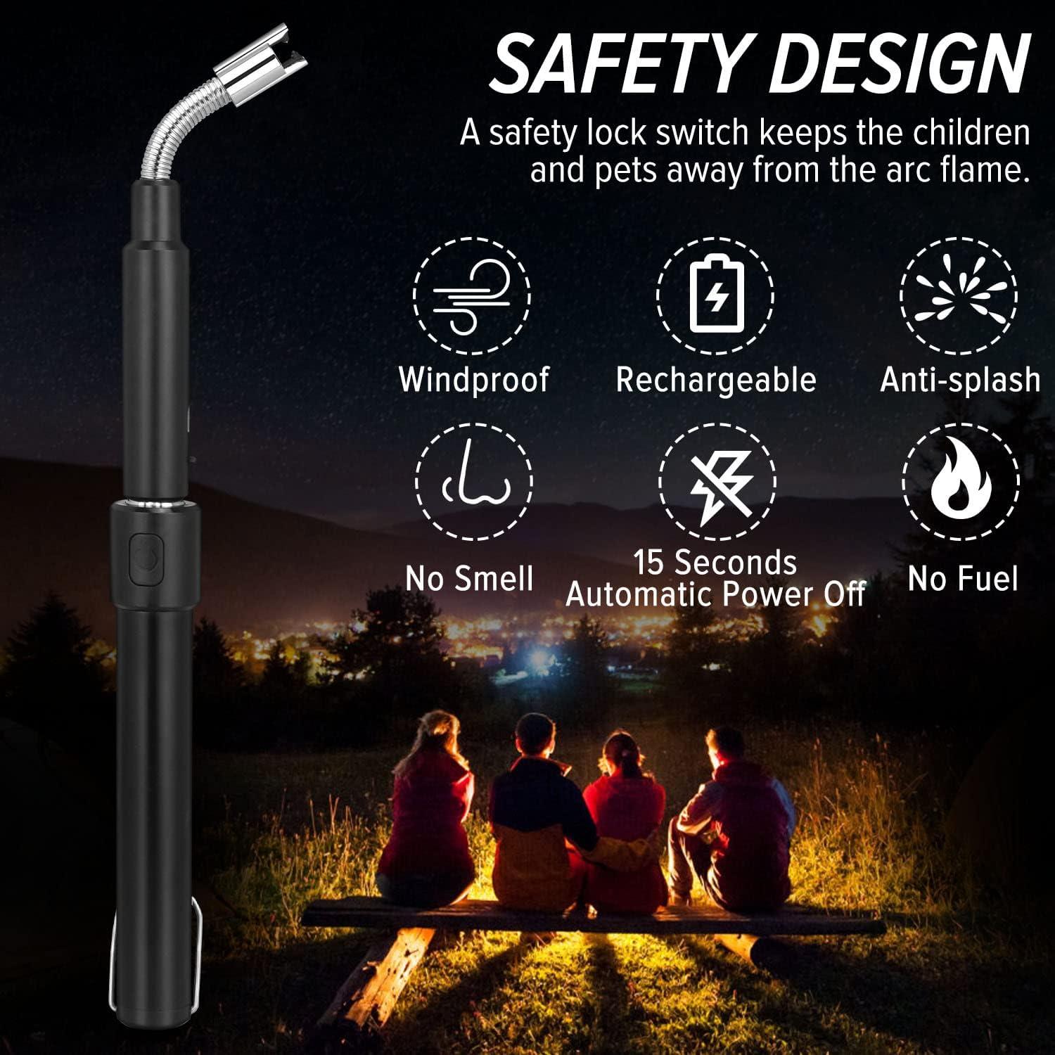 Encendedor Largo Eléctrico Flahonka Retráctil 29-70cm Negro