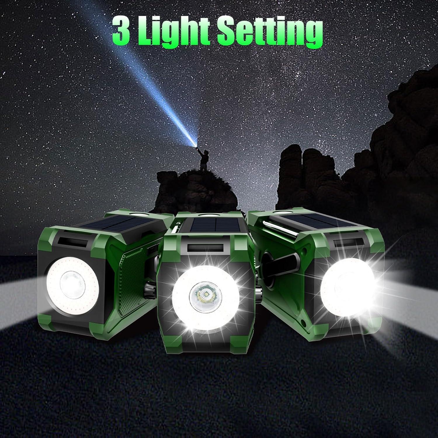 Radio de Manivela de Emergencia Veubew WR5 10000mAh con Linterna LED