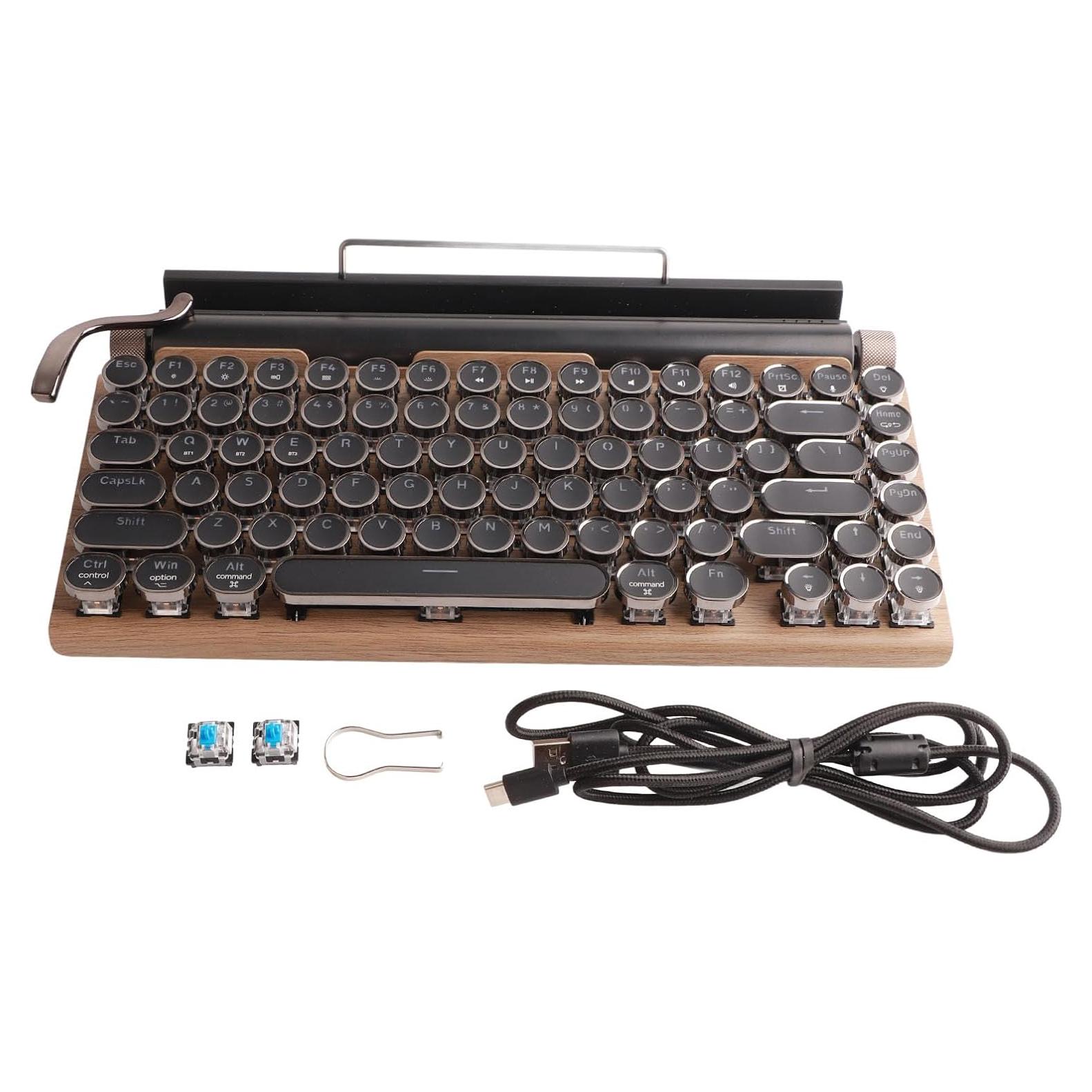 Teclado Mecánico PUSOKEI Retro Bluetooth 83 Teclas Madera