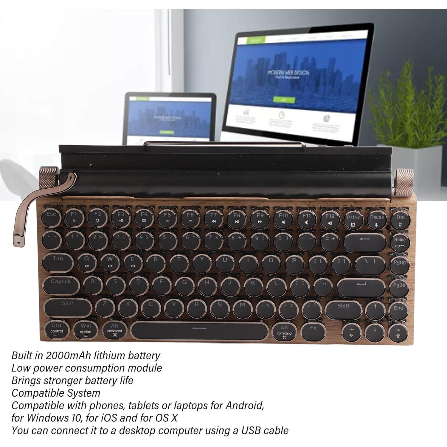 Teclado Mecánico PUSOKEI Retro Bluetooth 83 Teclas Madera