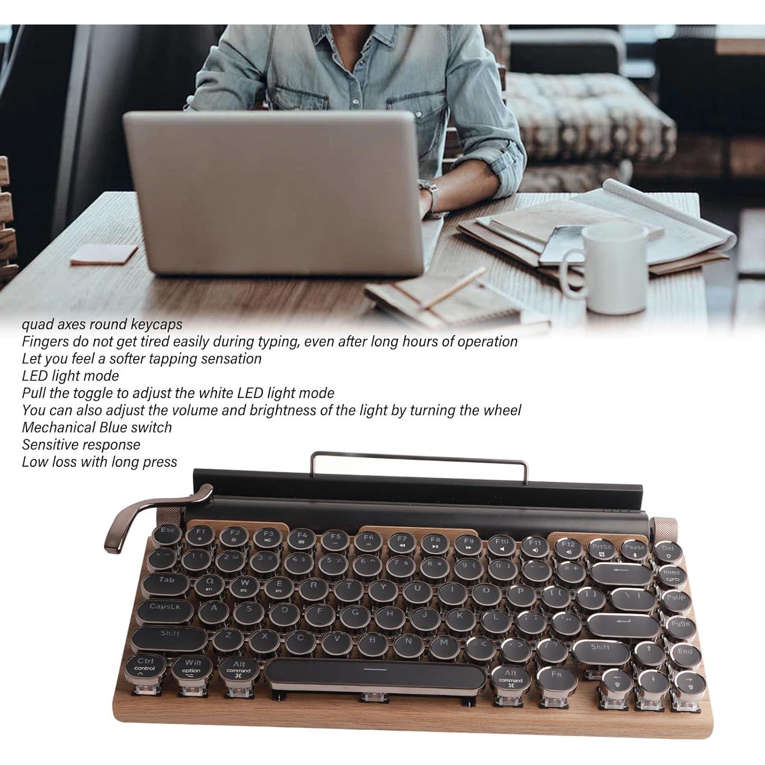 Teclado Mecánico PUSOKEI Retro Bluetooth 83 Teclas Madera