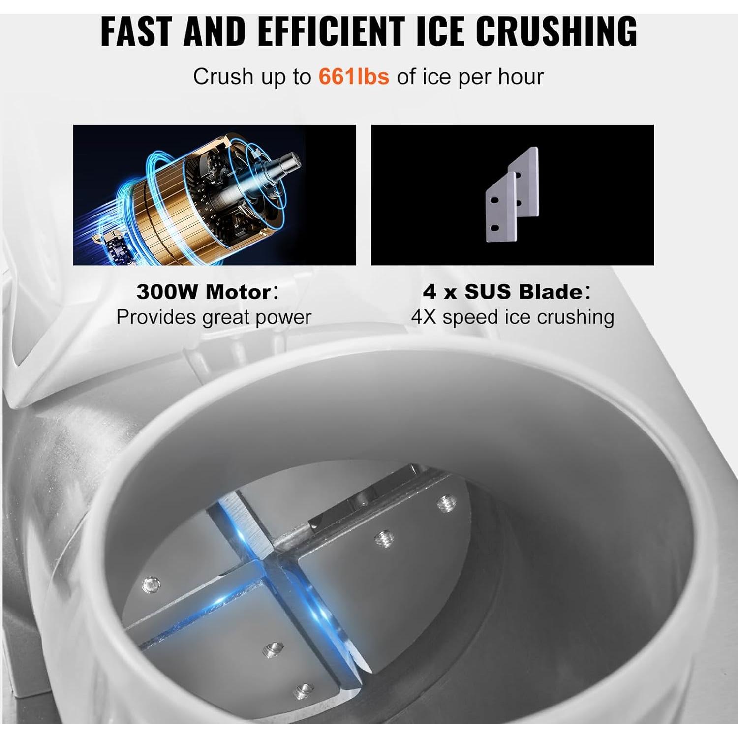 Máquina de Nieve VEVOR 300W 299kg/h Doble Cuchilla 20Qt