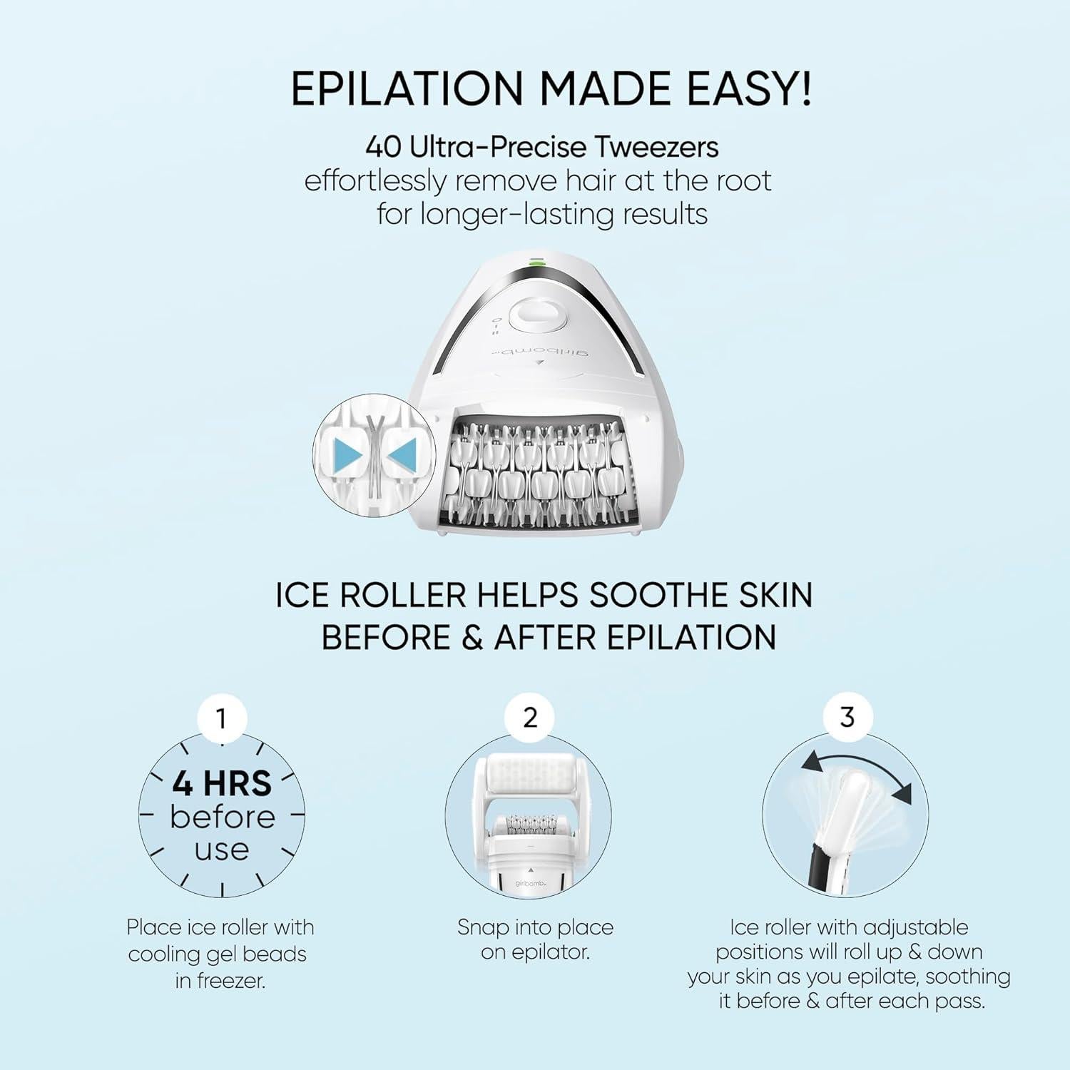 Epilador Conair GIRLBOMB Recargable con Rodillo de Hielo